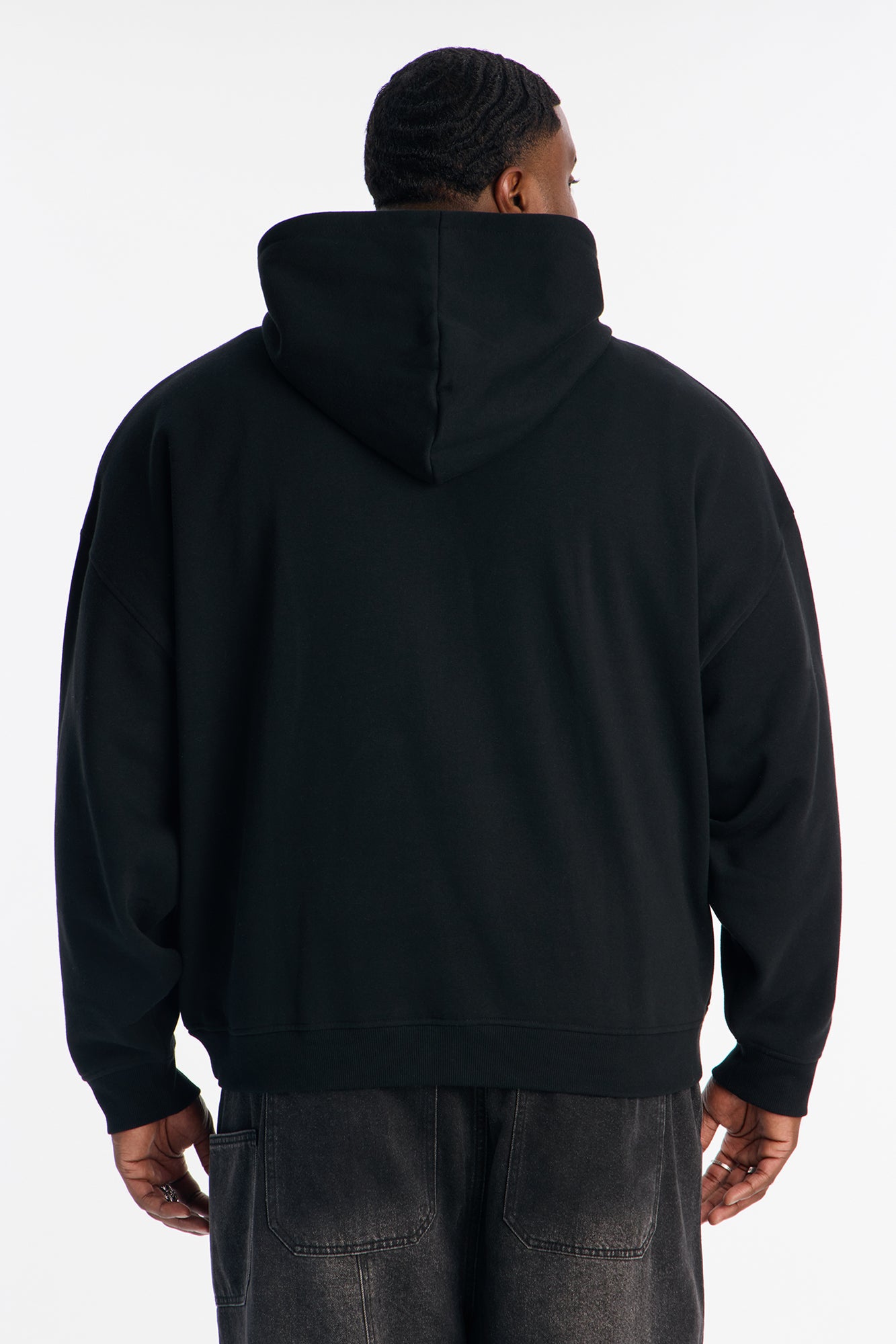 Skeleton Stars Embroidered Oversized Hoodie - Black