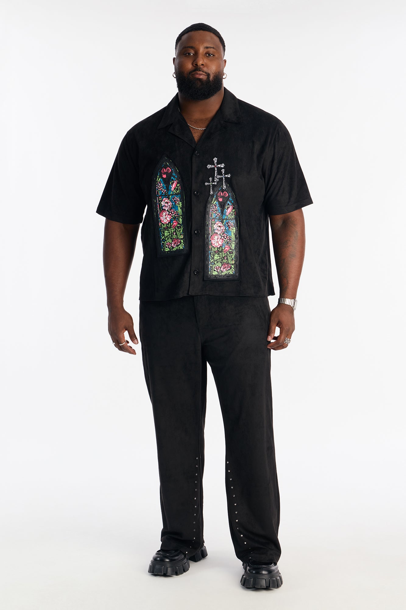 Stained Truth Cuban Button Up Shirt - Black