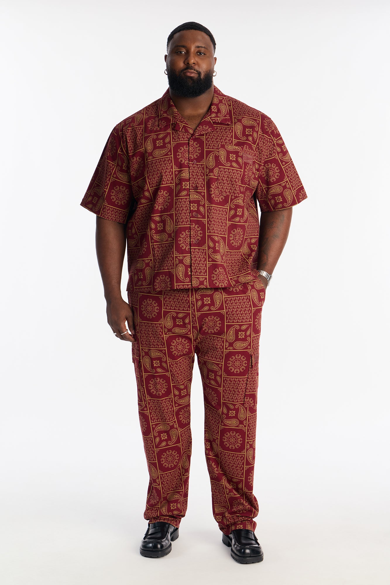 Slim Clinton Hill Mosaic Twill Cargo Pant - Burgundy