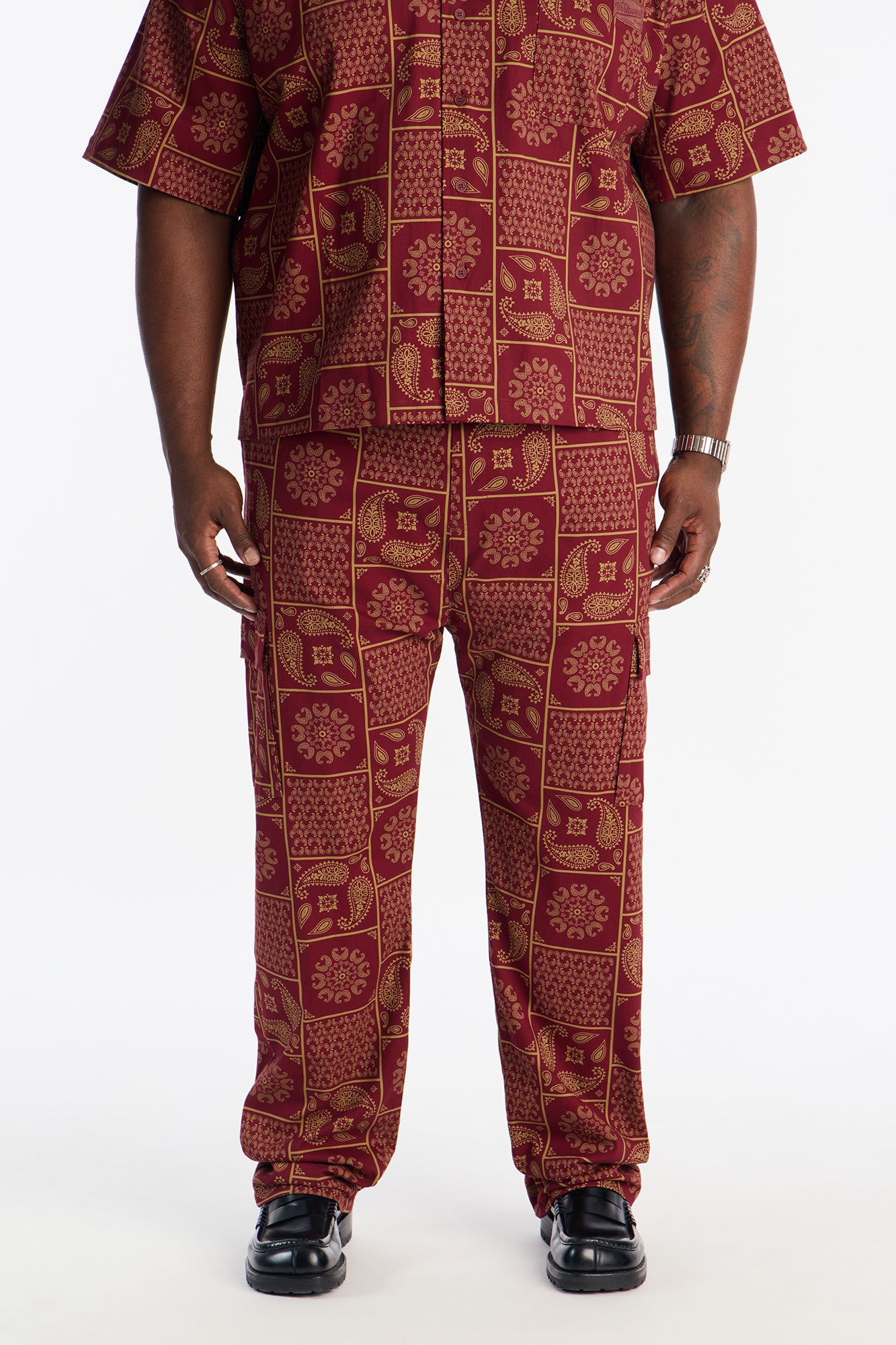 Slim Clinton Hill Mosaic Twill Cargo Pant - Burgundy
