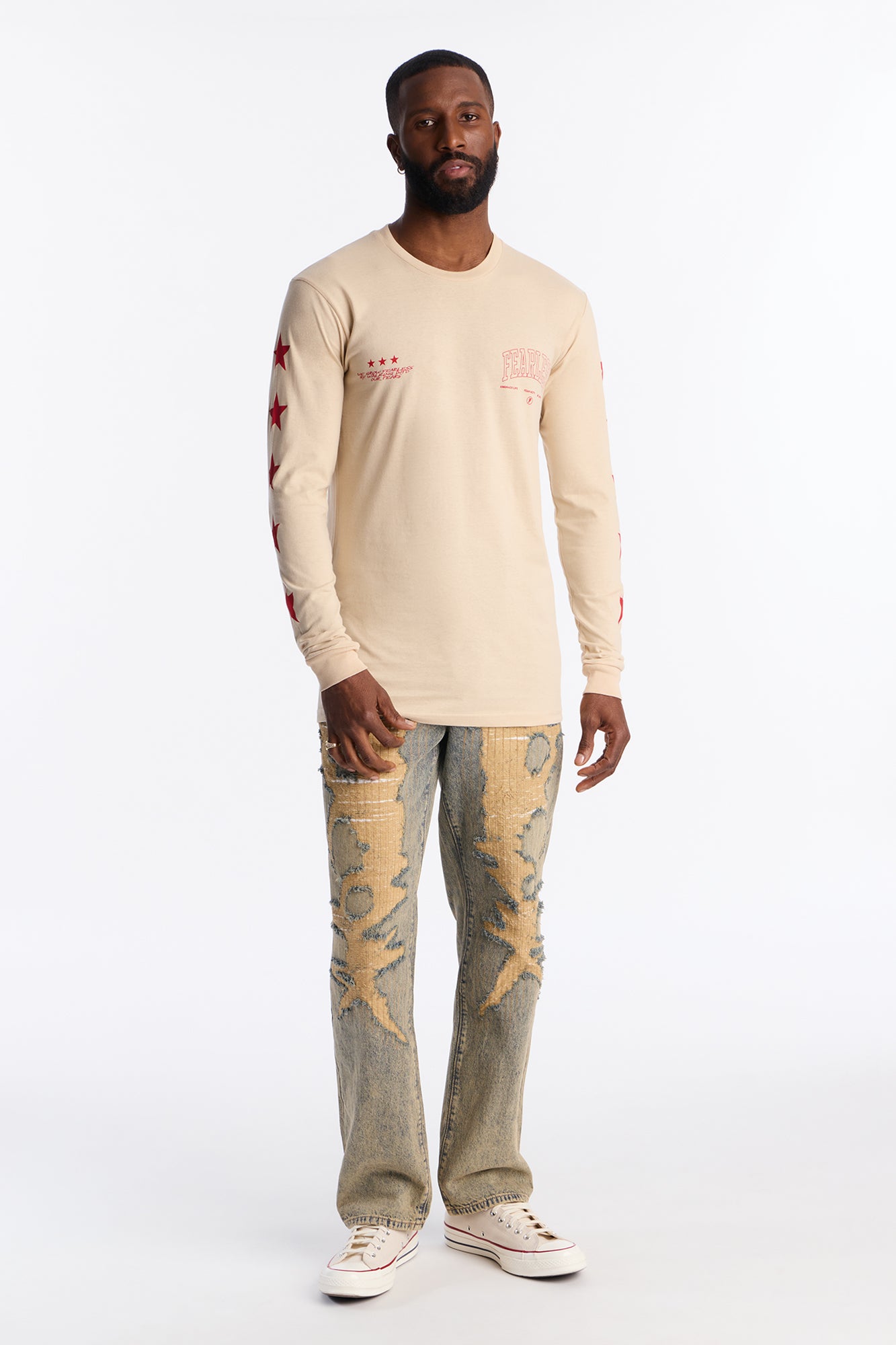Forever Fearless Long Sleeve Tee - Tan