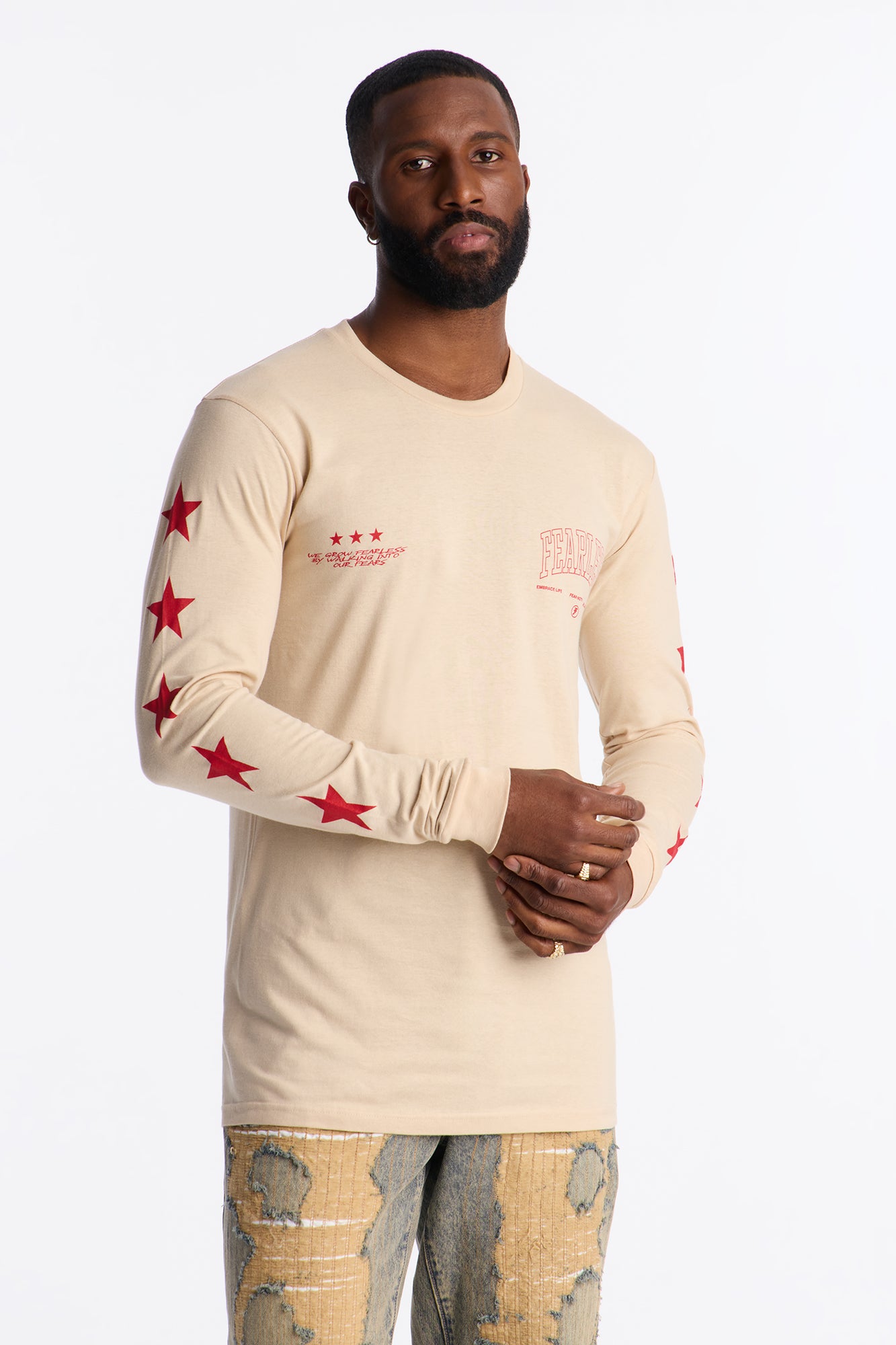 Forever Fearless Long Sleeve Tee - Tan
