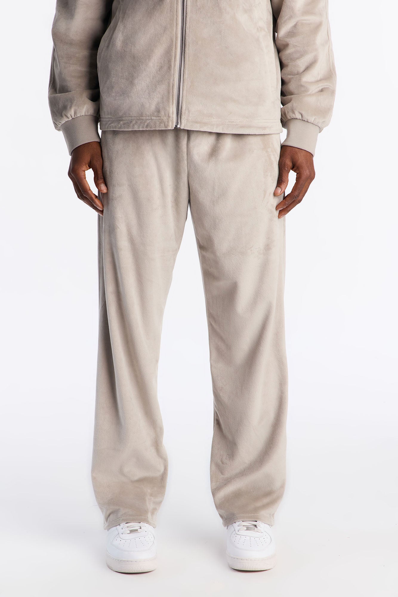 Straight Velour Pant - Grey