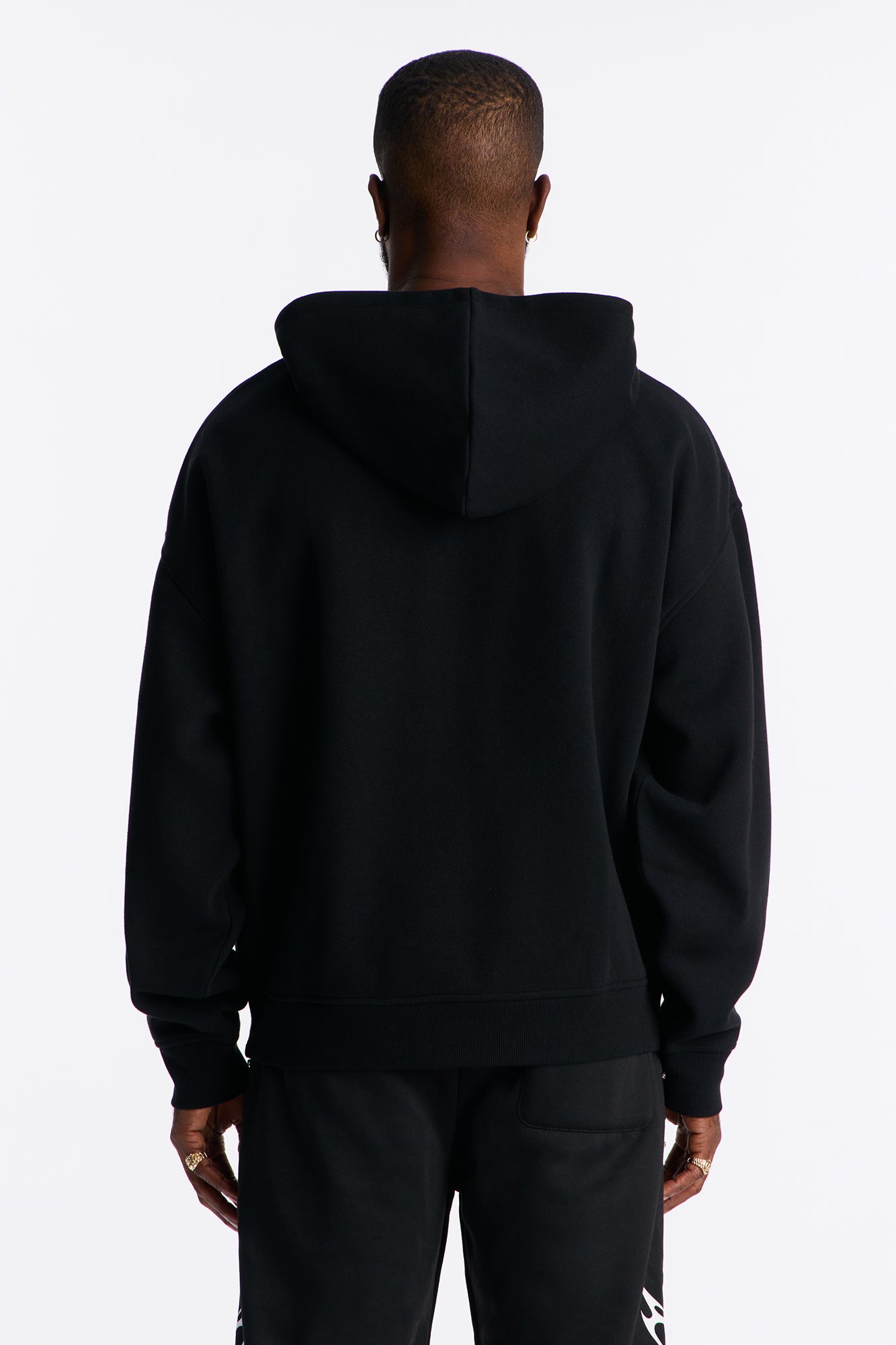 Skeleton Stars Embroidered Oversized Hoodie - Black