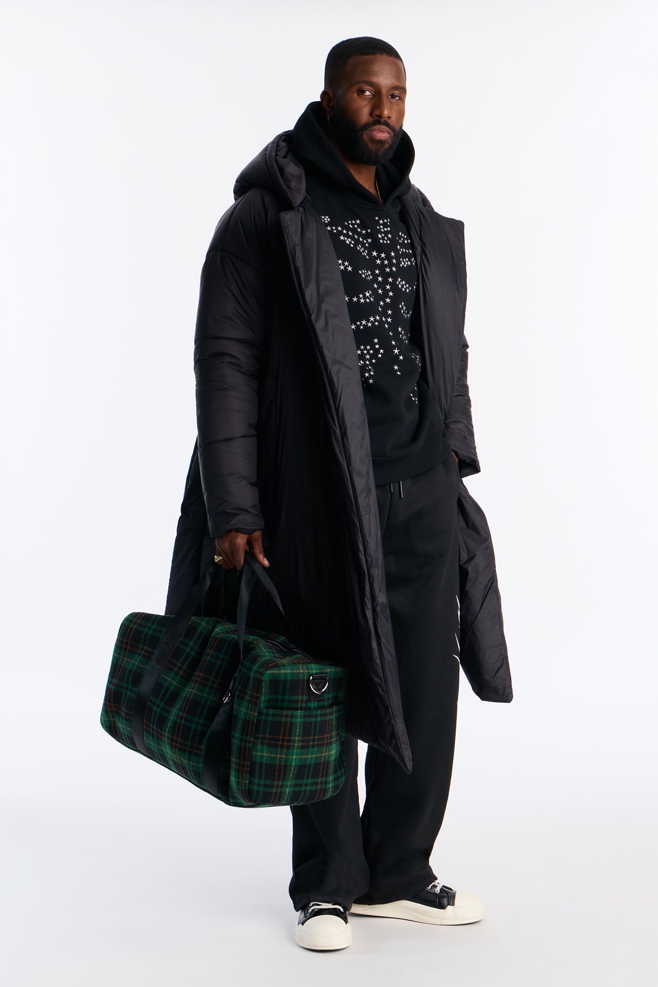Flannel Mid Size Weekender Duffle Bag - Green/combo