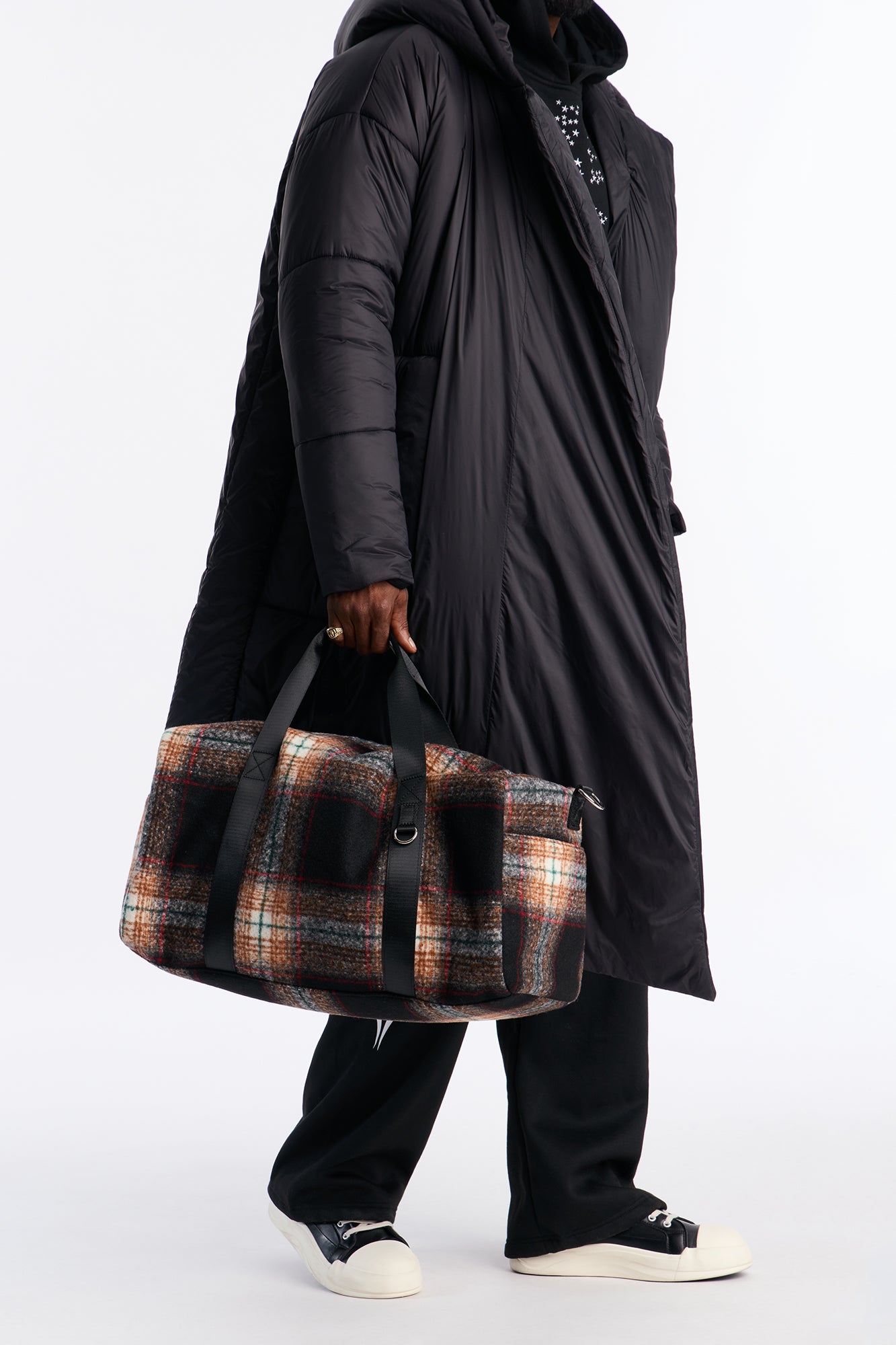 Flannel Mid Size Overnight Duffle Bag - Tan/Multi