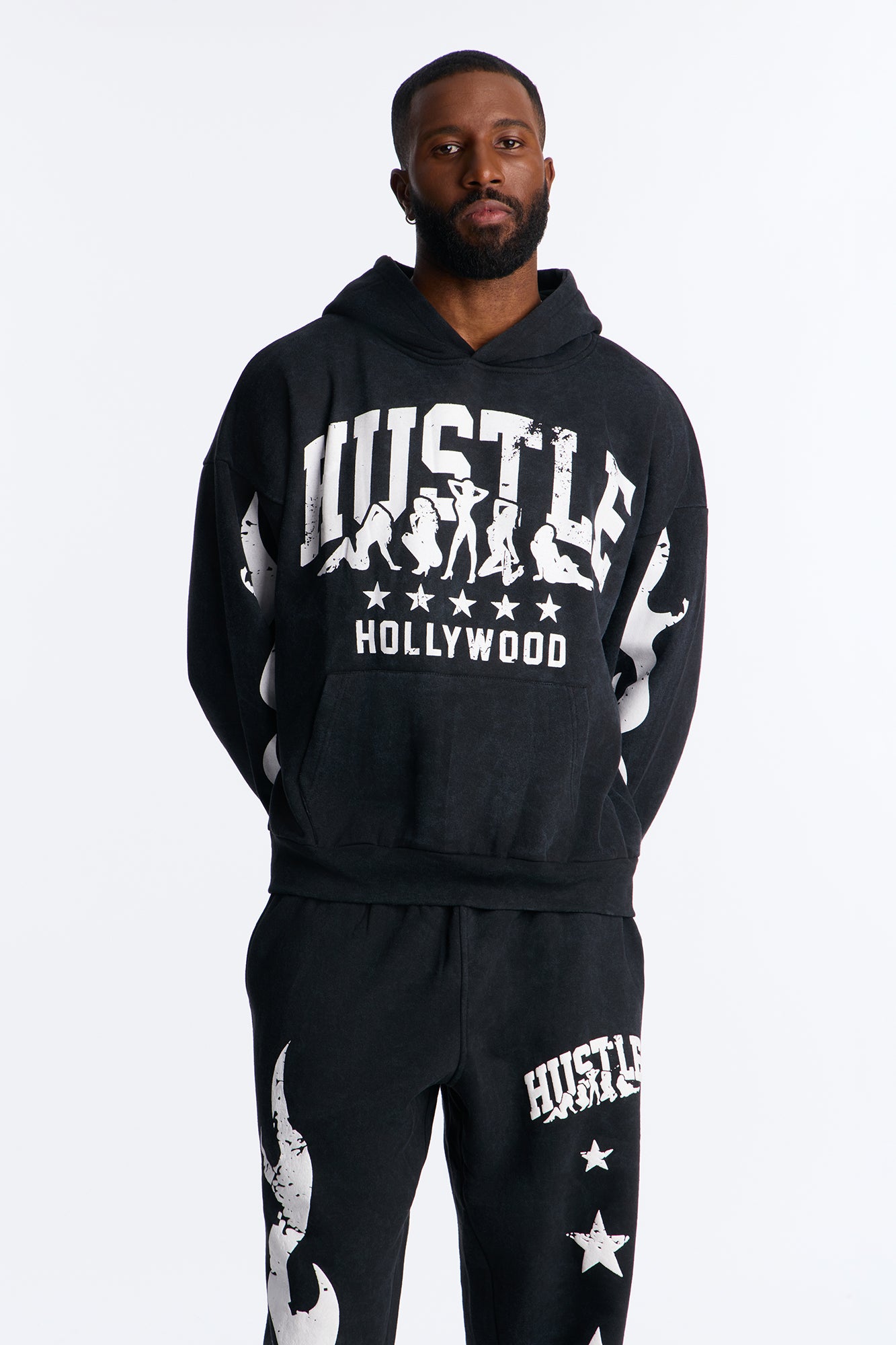 Hustle Hollywood Oversized Hoodie - Black