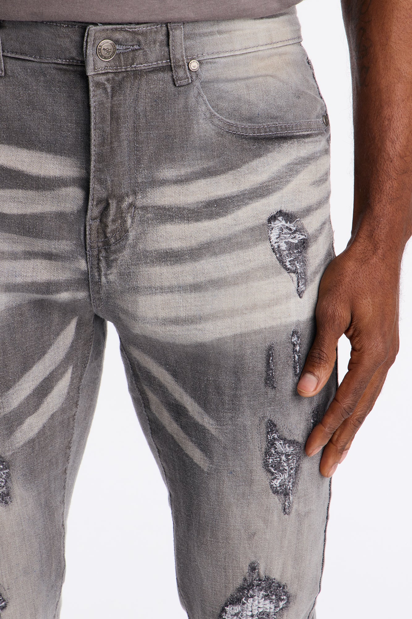 Skinny Distressed Cobain Jeans - Grey