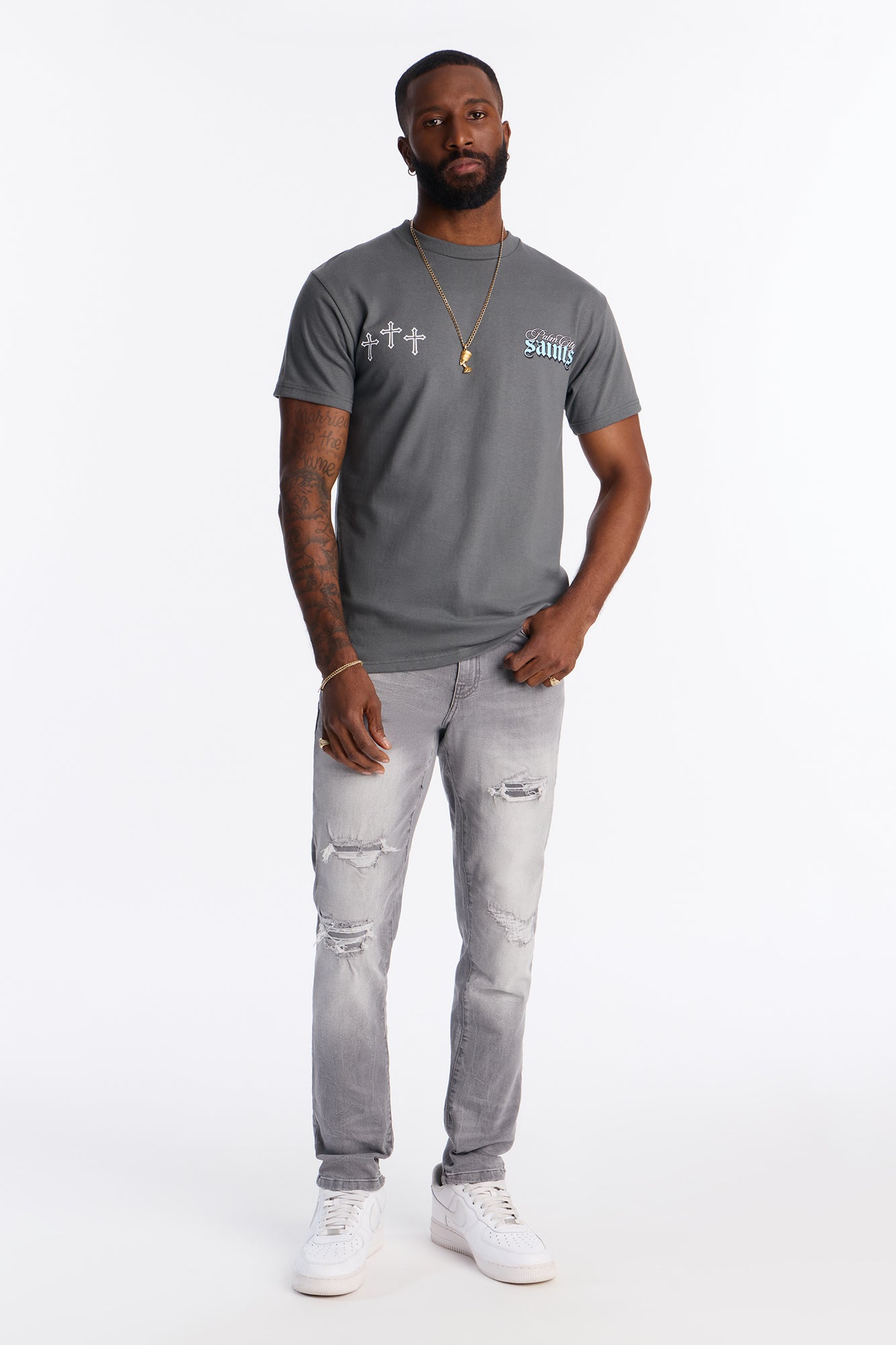 Skinny Distressed Worth It Jeans - Grey