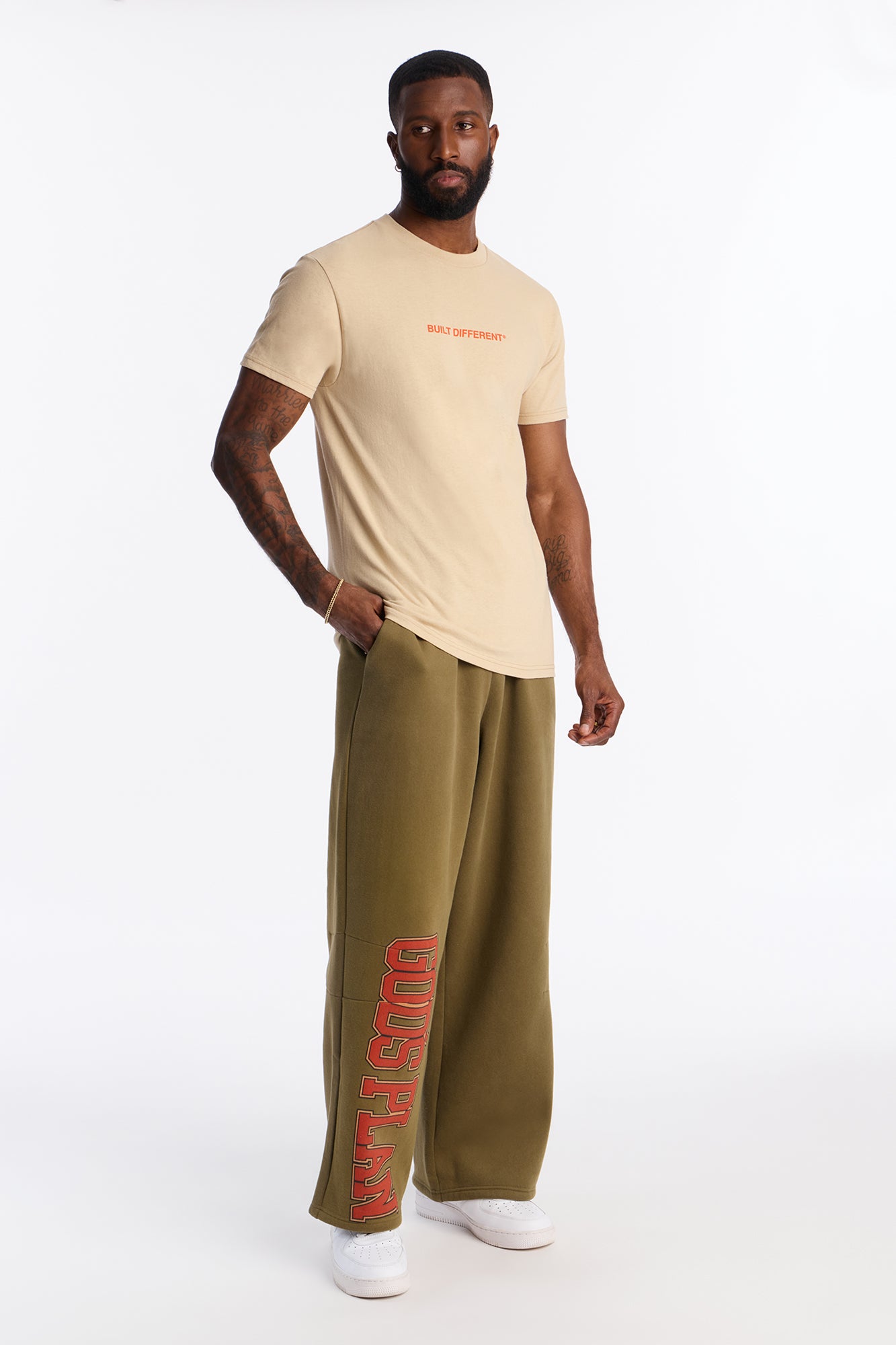 Gods Plan Wide Leg Sweatpants - Olive