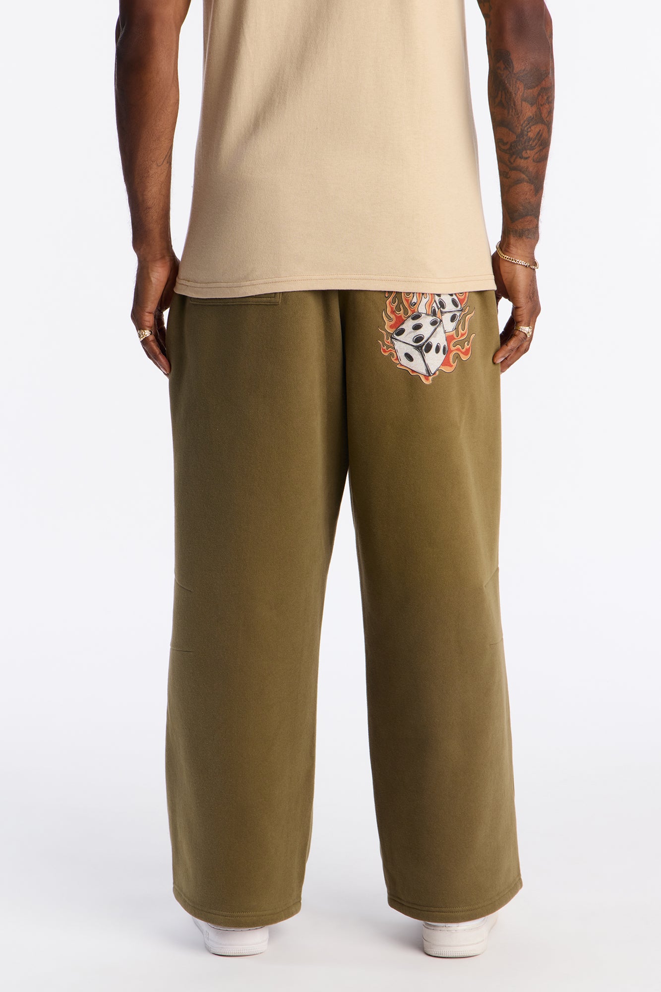 Gods Plan Wide Leg Sweatpants - Olive