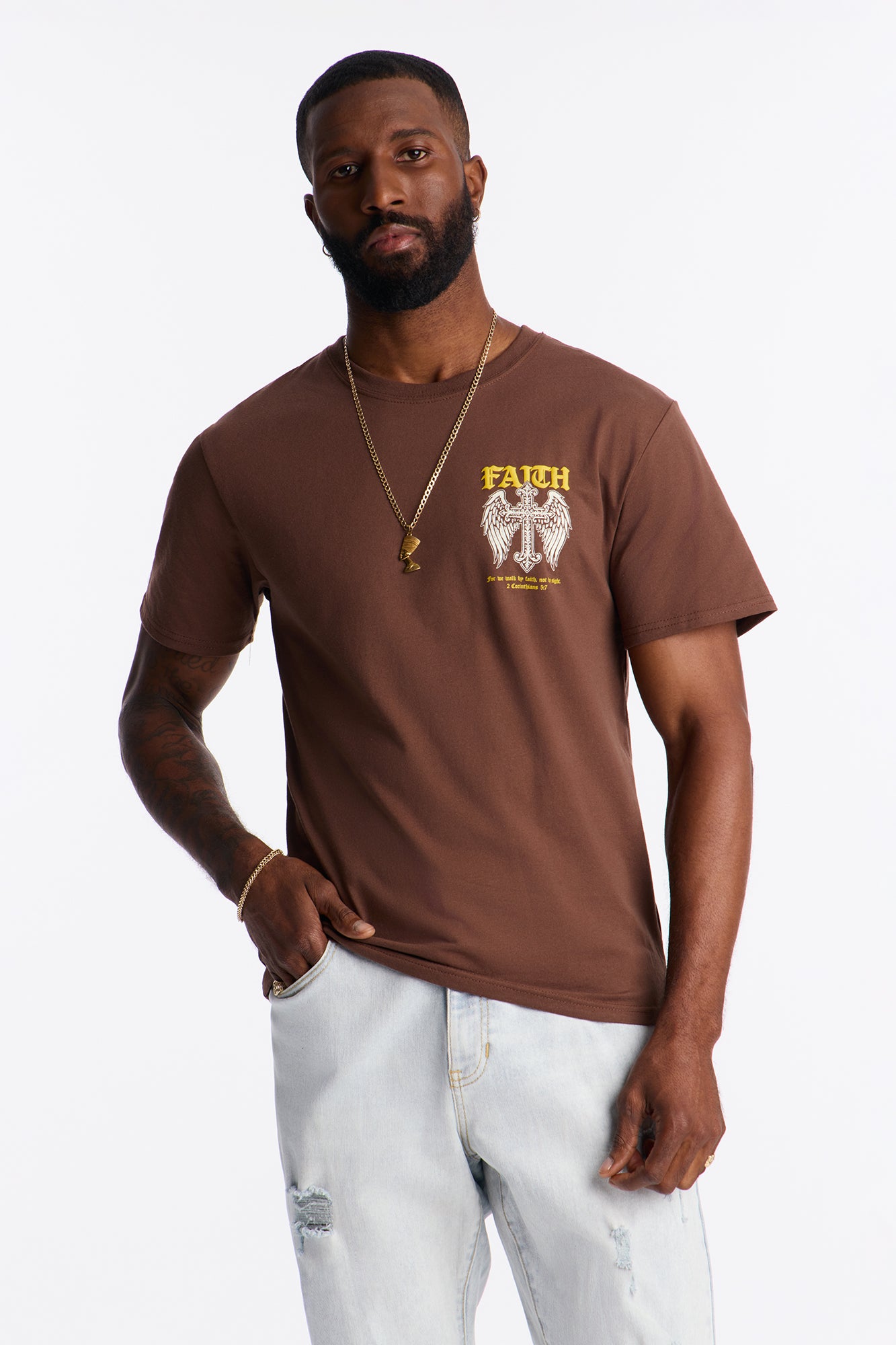 Daily Faith Short Sleeve Tee - Brown