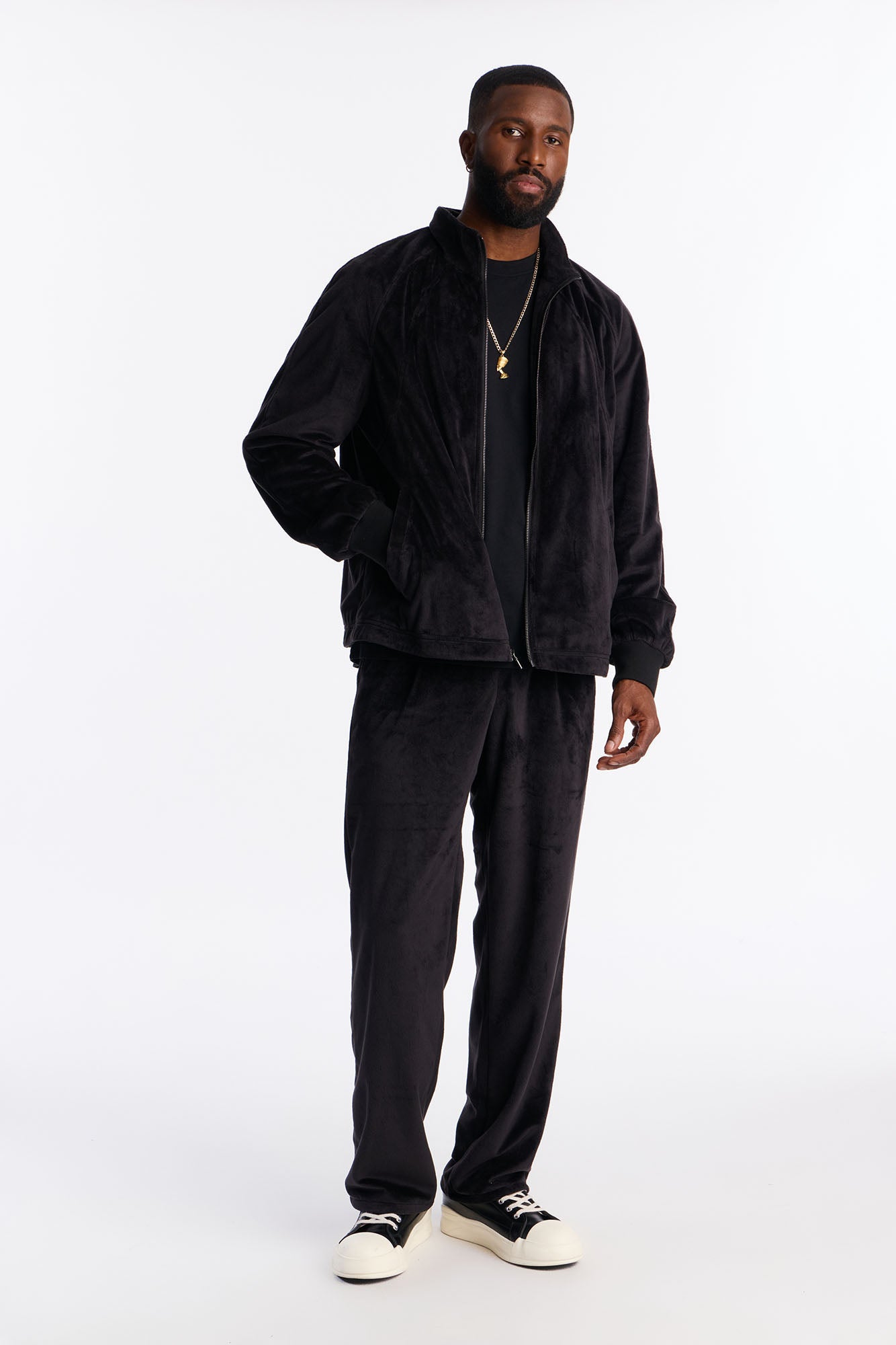 Straight Velour Pant - Black