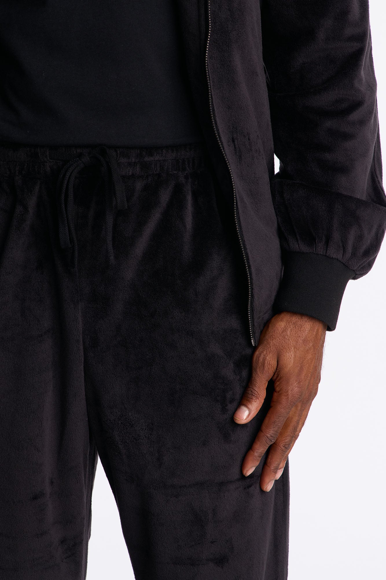Straight Velour Pant - Black