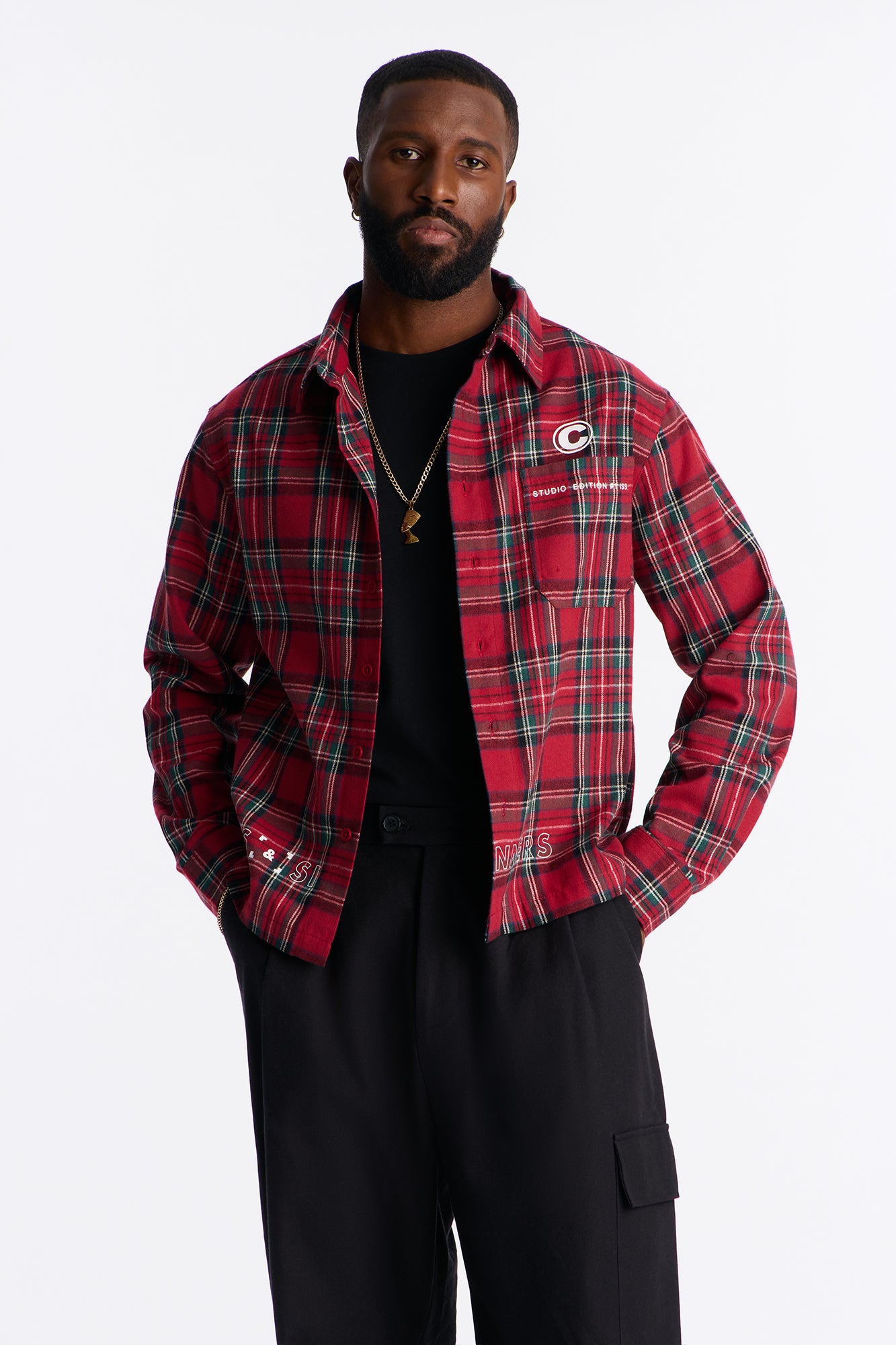 Cropped Culture Plaid Button Up Shirt - Red