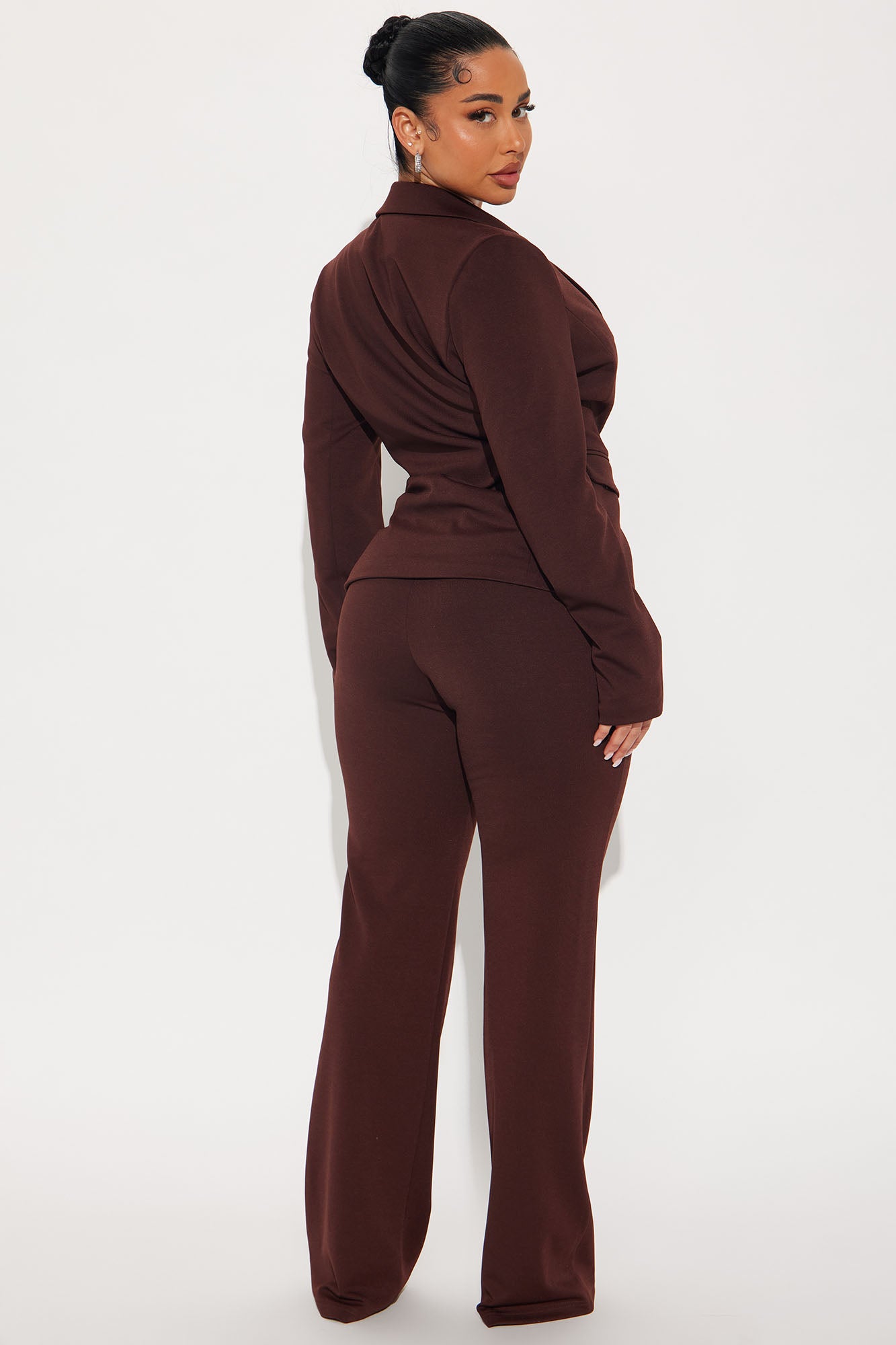 Business Per Usual Blazer Pant Set - Chocolate