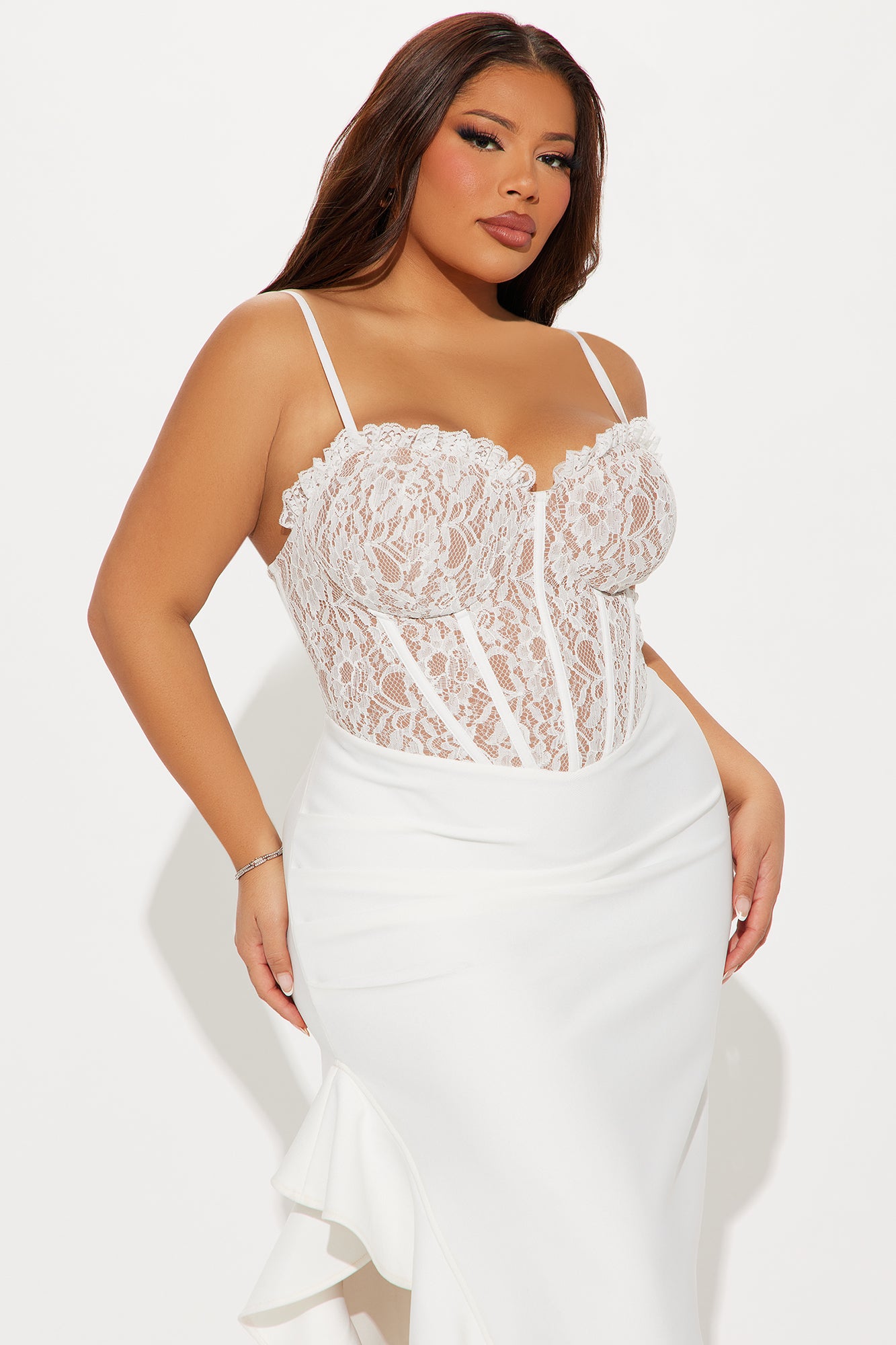 Marlena Corset Bandage Midi Dress - White