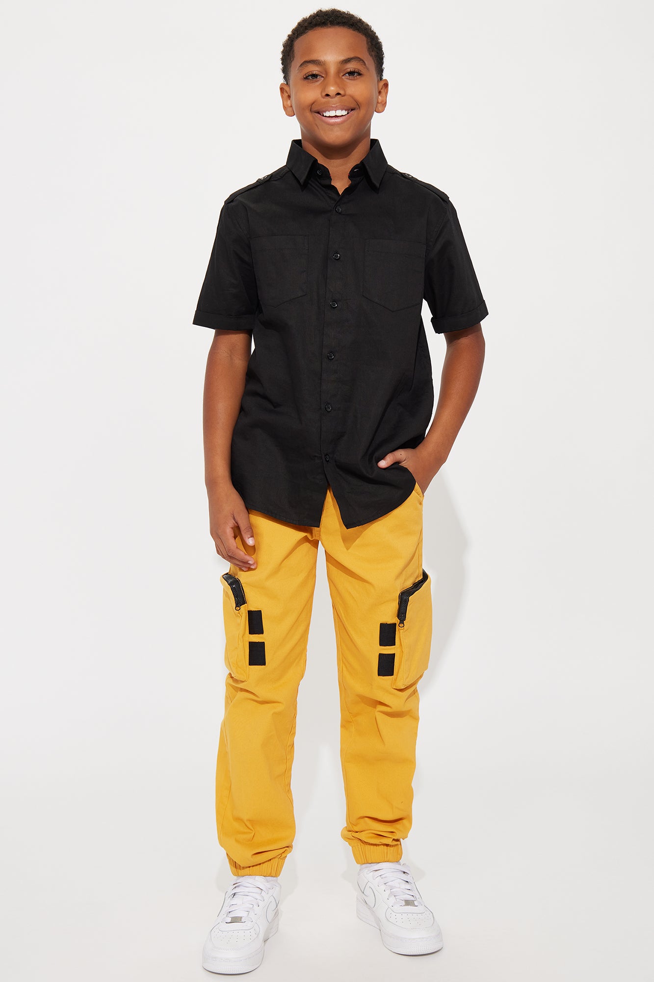 Mini Tough Is My Middle Name Cargo Twill Jogger Pant - Mustard