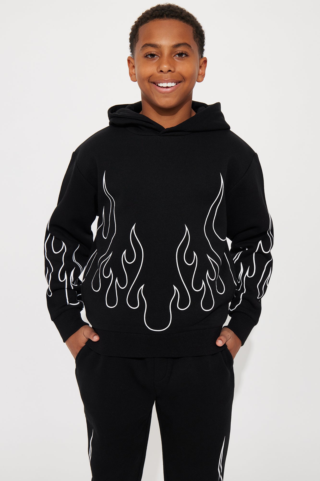 Mini Tyson Chase Flame Oversized Hoodie - Black/combo