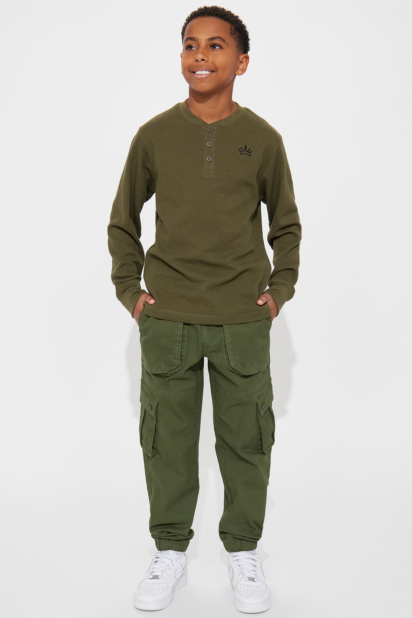 Mini Sammy Cargo Jogger Twill Pant - Olive