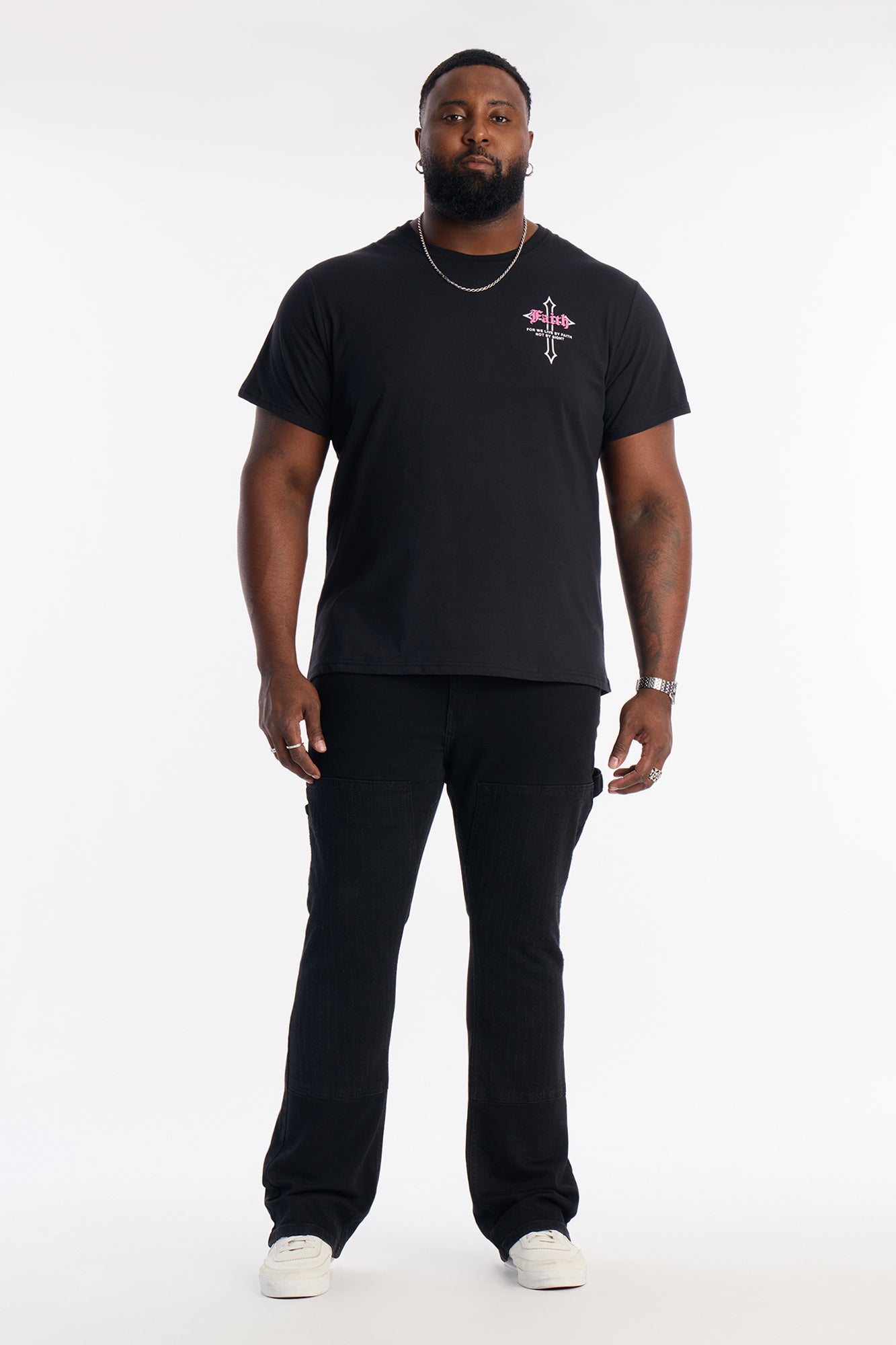 Stacked Skinny Flare Textured Carpenter Jean - Black Wash