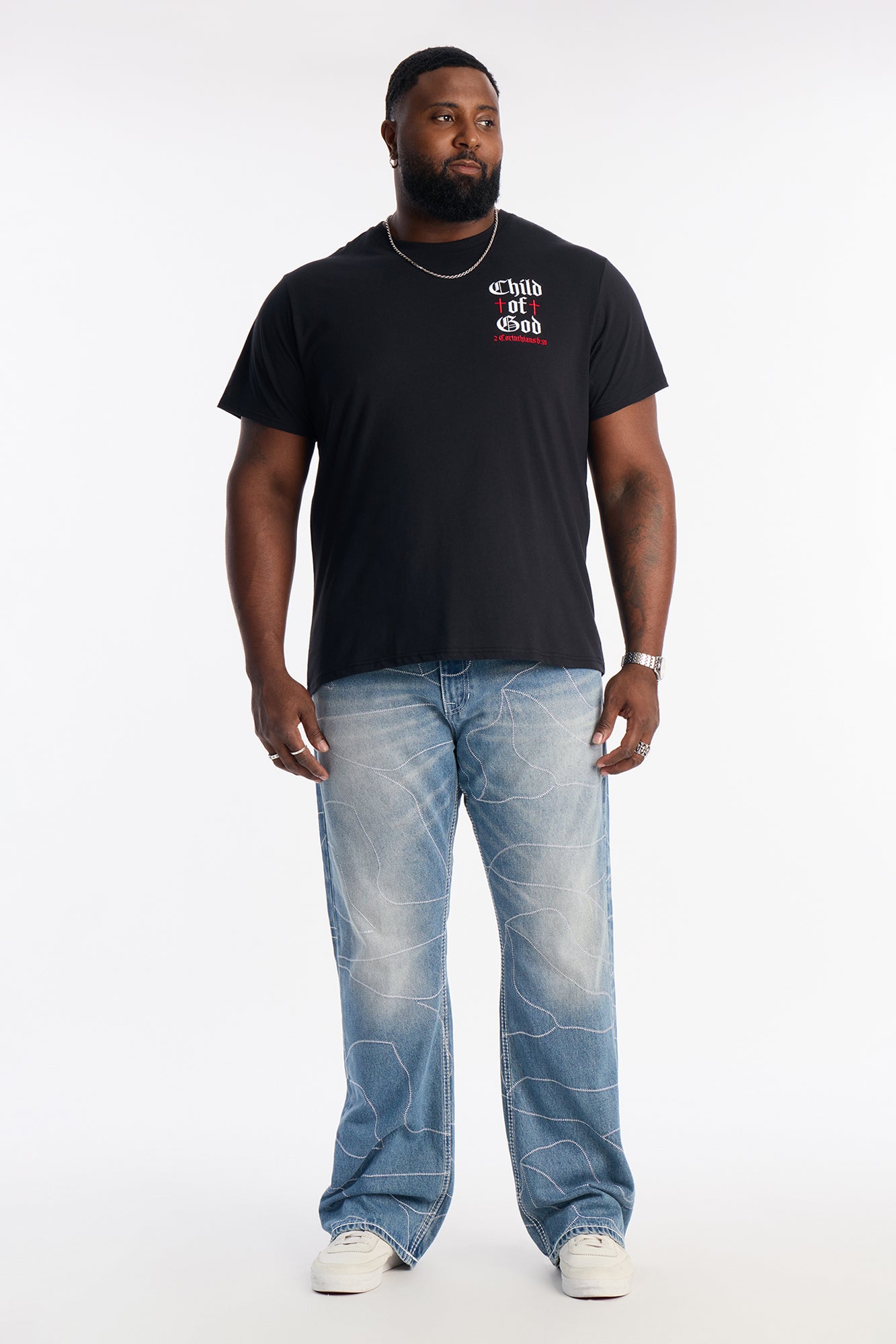Stacked Slim Flare Powerline Stitched Jean - Medium Blue Wash