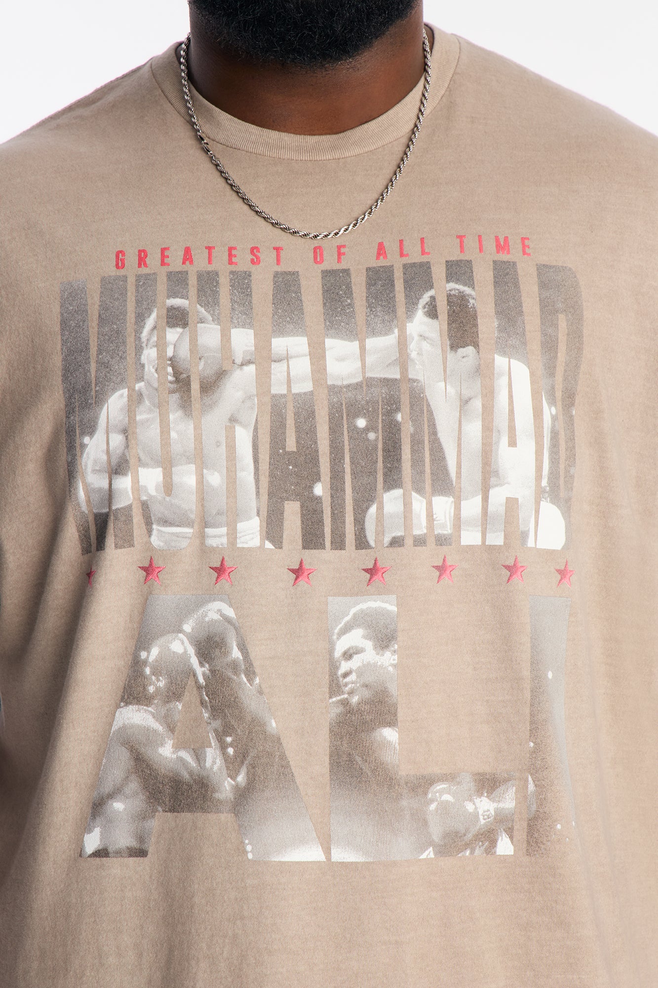 Oversized Muhammad Ali GOAT Short Sleeve Tee - Taupe