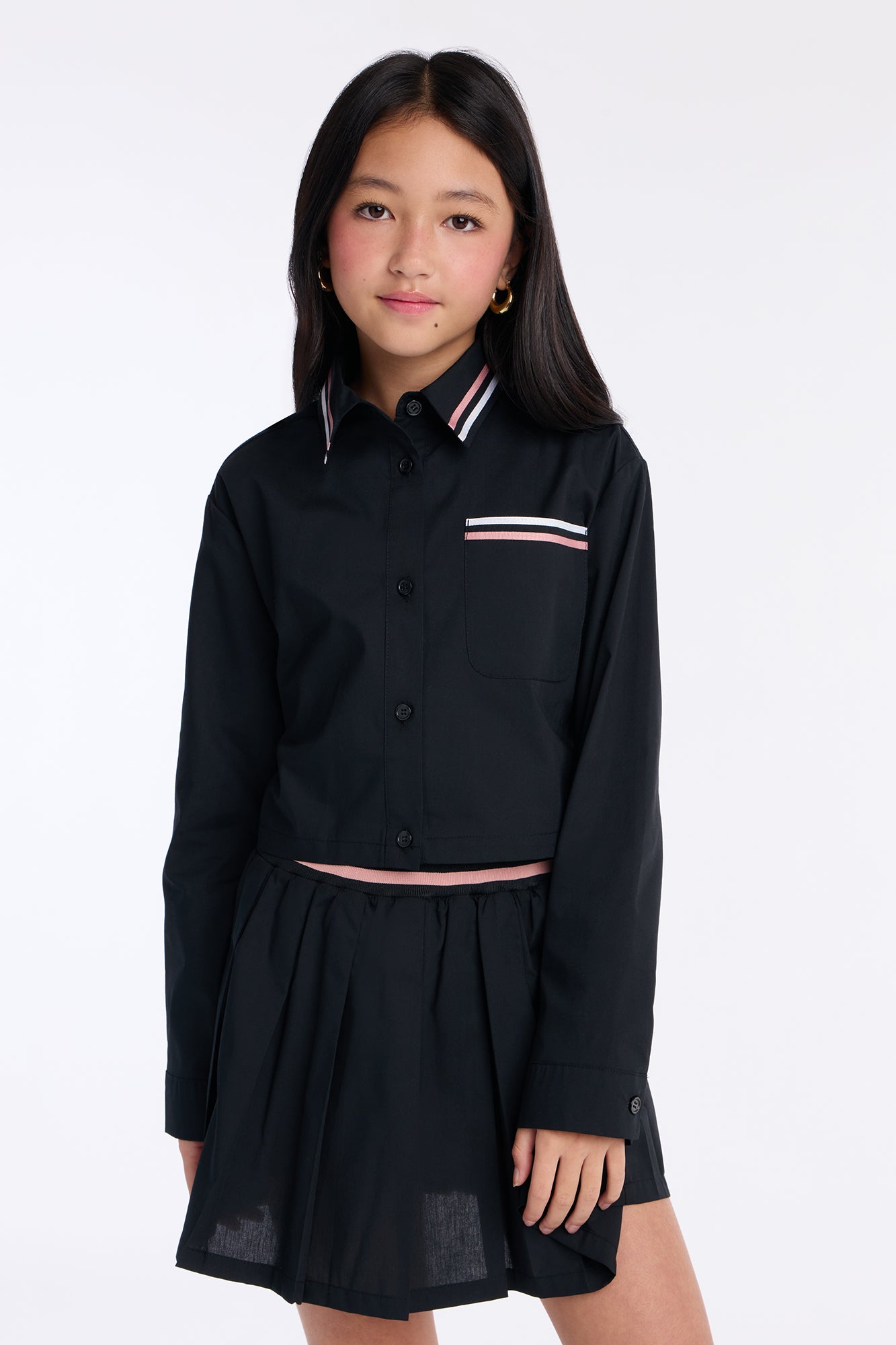 Mini Mia Pleated Skirt Set - Black