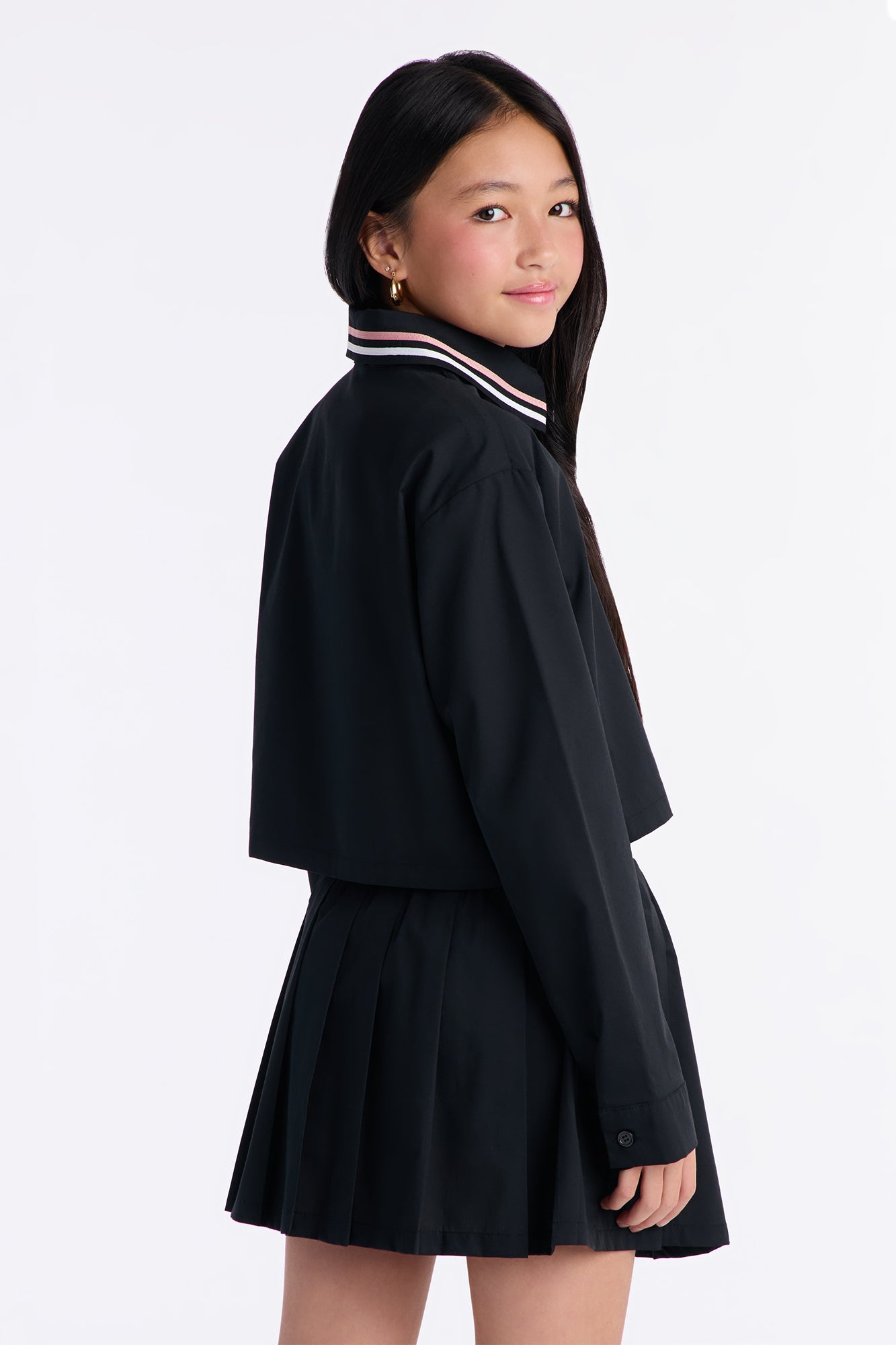 Mini Mia Pleated Skirt Set - Black