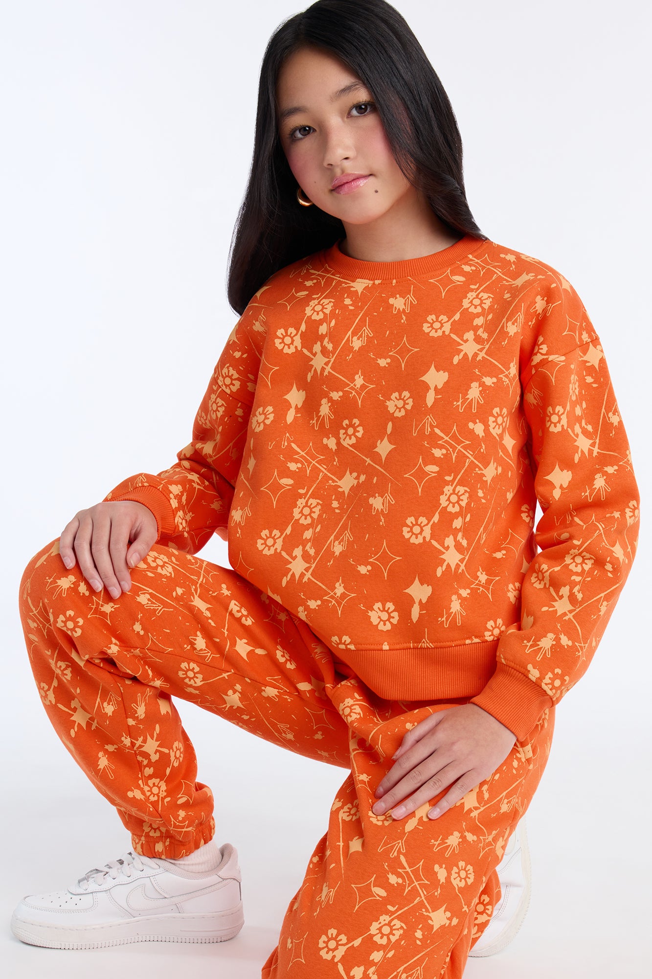 Mini Signature Moves Fleece Jogger Set - Orange