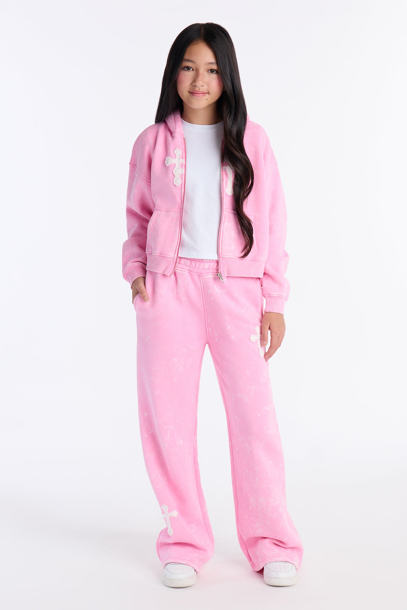 Mini Double The Intentions Washed Fleece Pant - Pink
