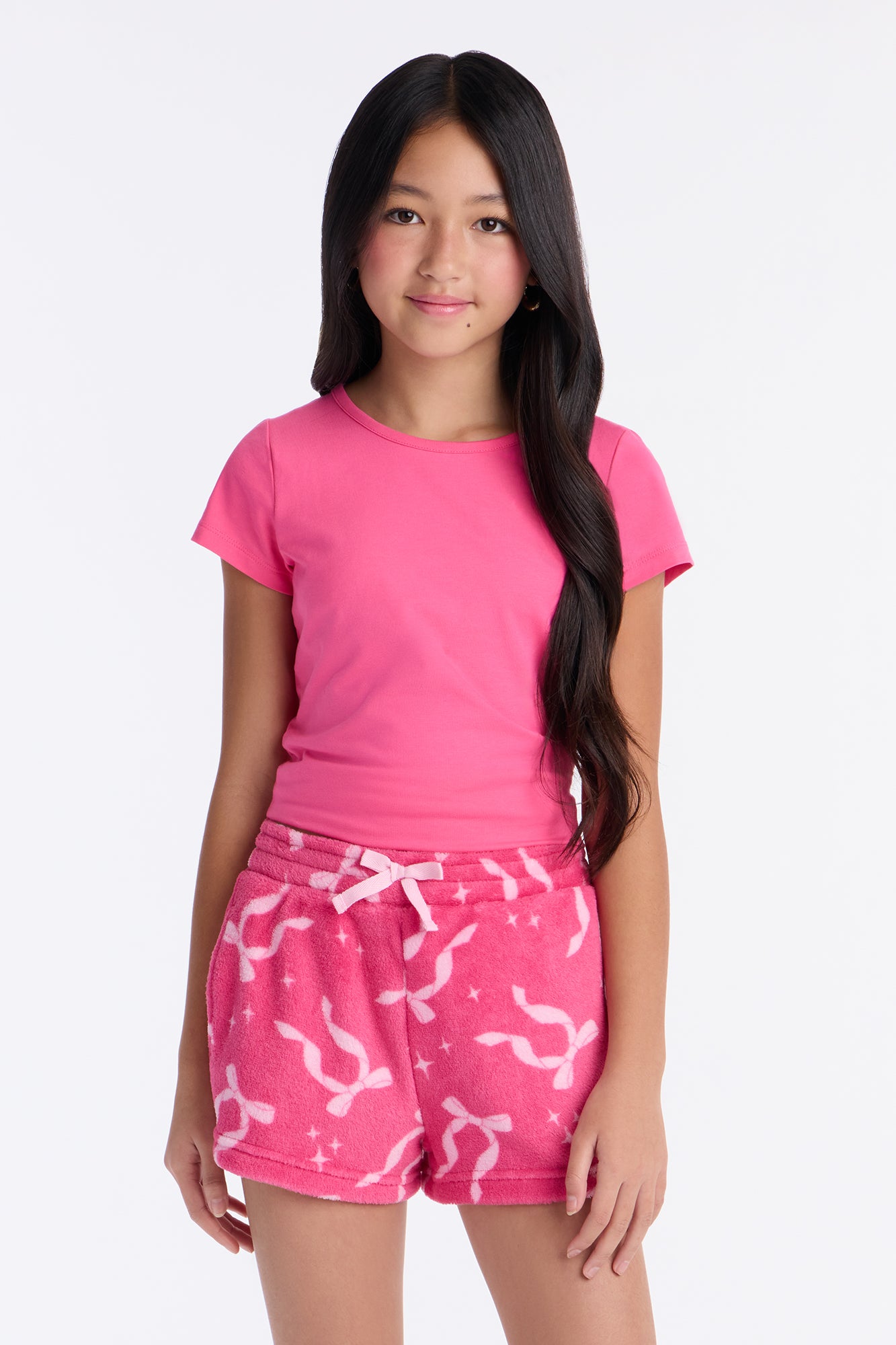 Mini Bow Era Plush Shorts - Pink
