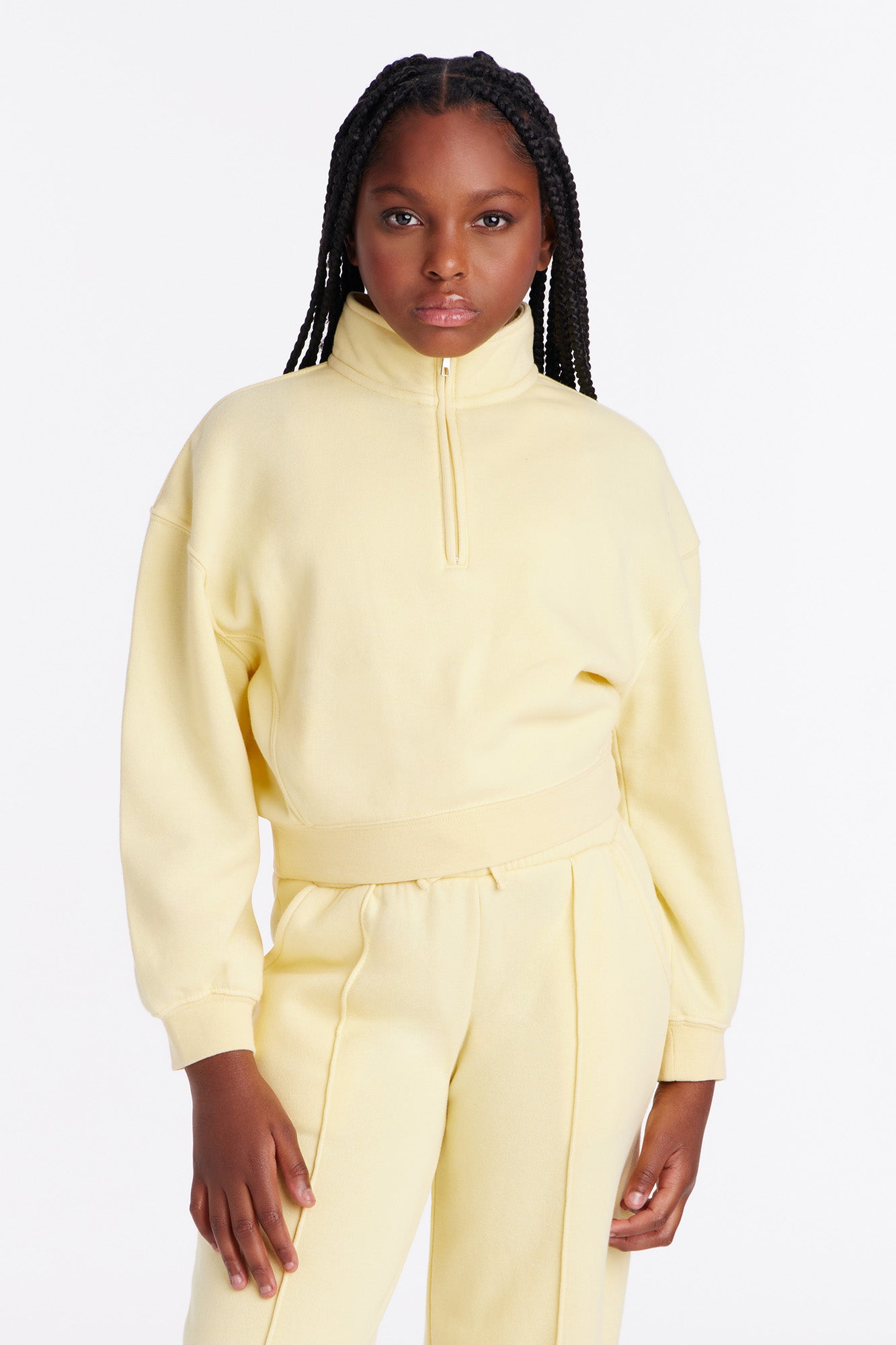 Mini Lazy Days Washed Fleece Pant Set - Butter Yellow