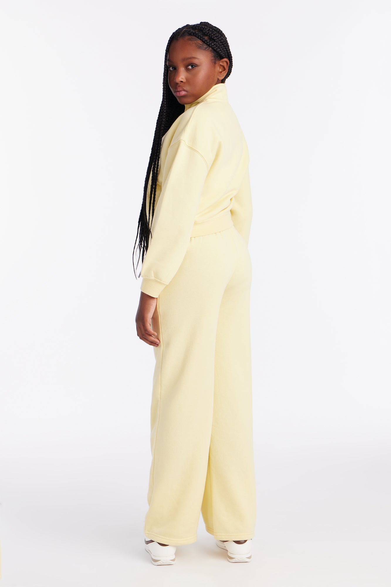 Mini Lazy Days Washed Fleece Pant Set - Butter Yellow