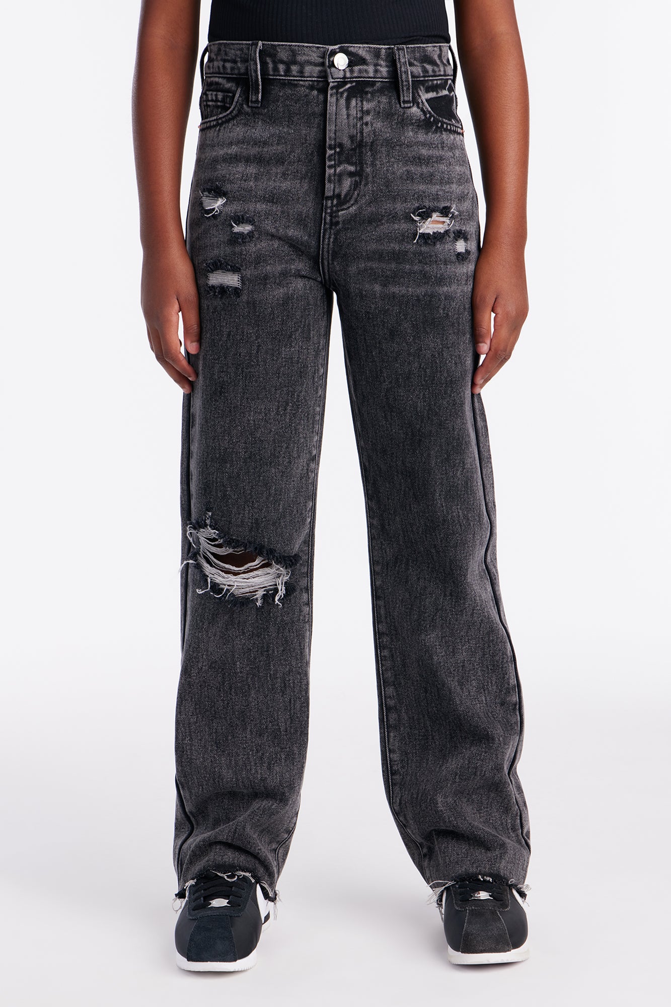 Mini Topanga 90's Ripped Straight Leg Jeans - Black Wash