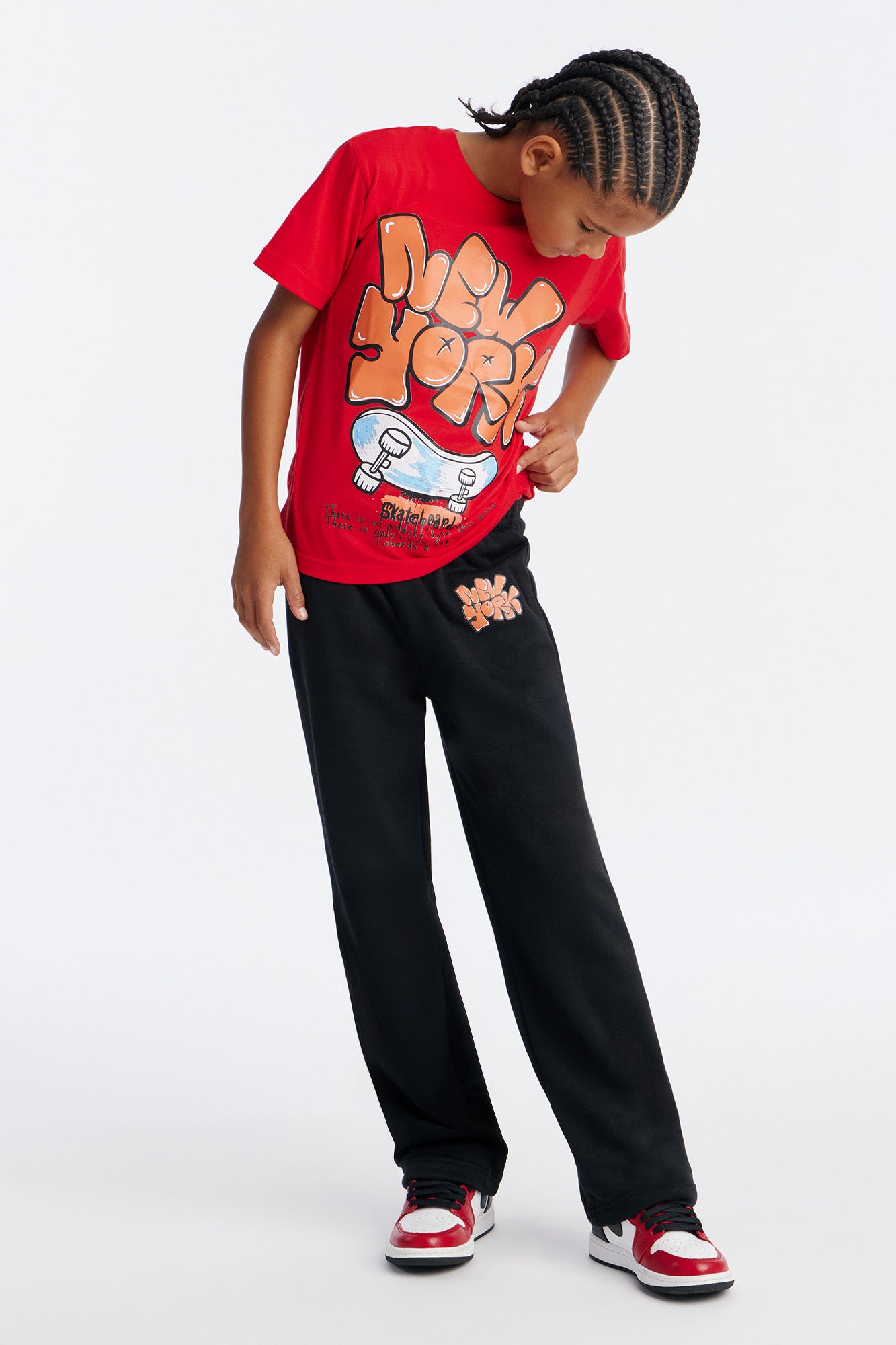 Mini New York Skater Jogger Pant Set - Red/Black