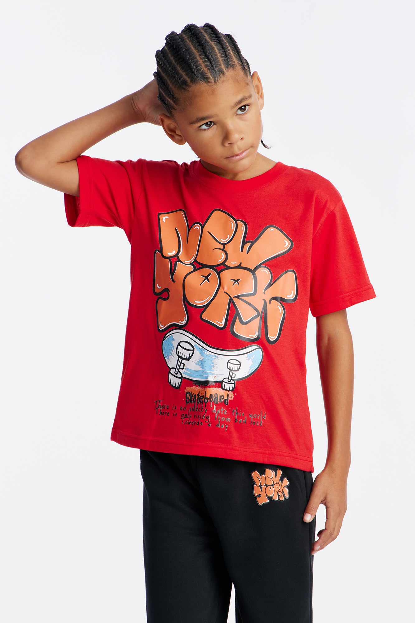 Mini New York Skater Jogger Pant Set - Red/Black