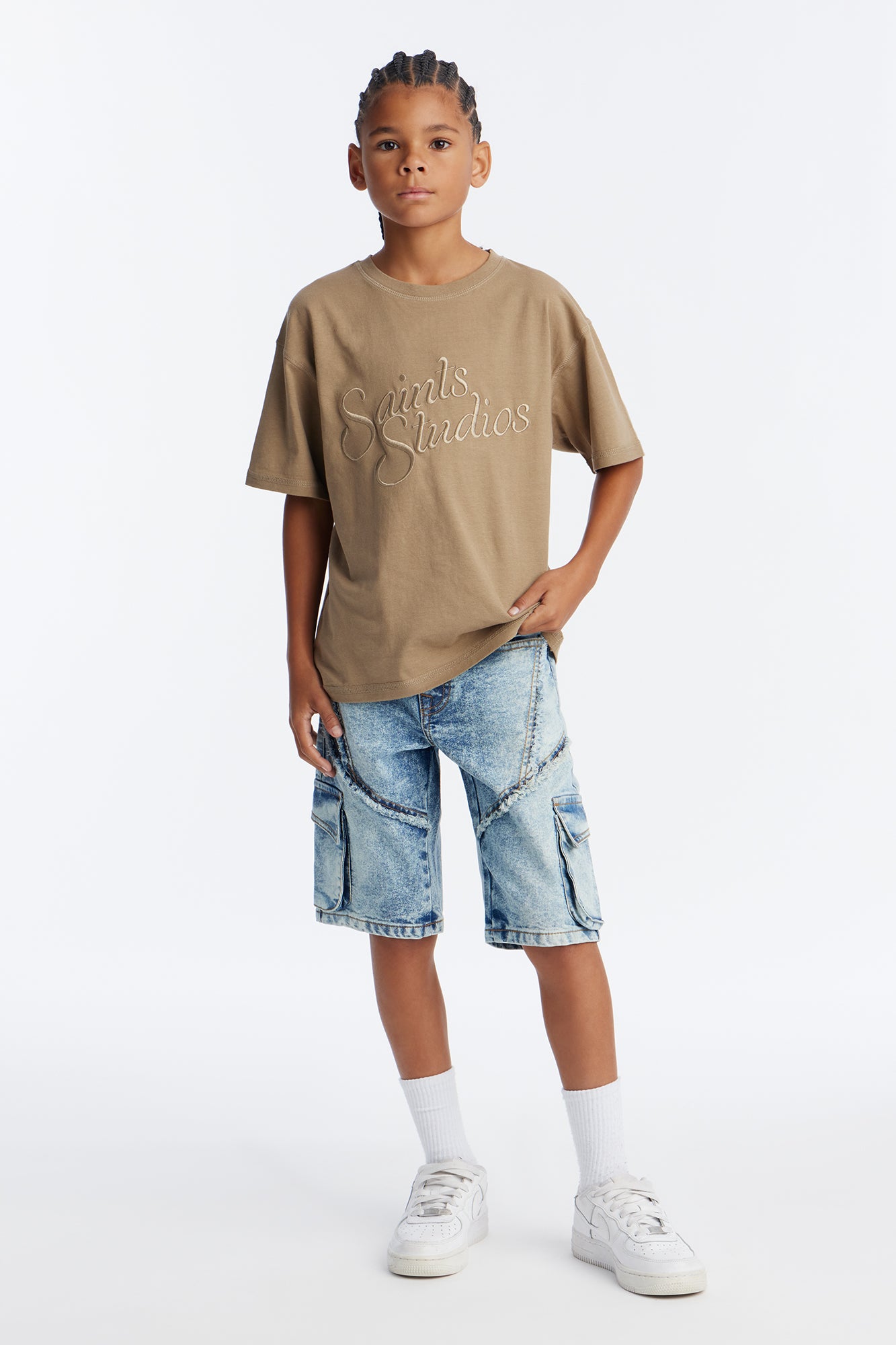 Mini Keep Them Guessing Denim Shorts - Blue Wash