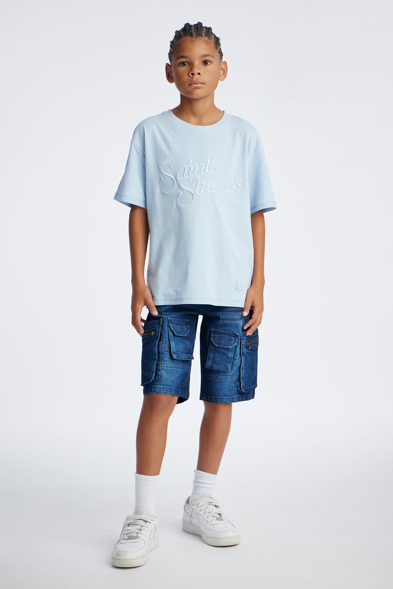 Mini Saints Studios Short Sleeve Tee - Dusty Blue