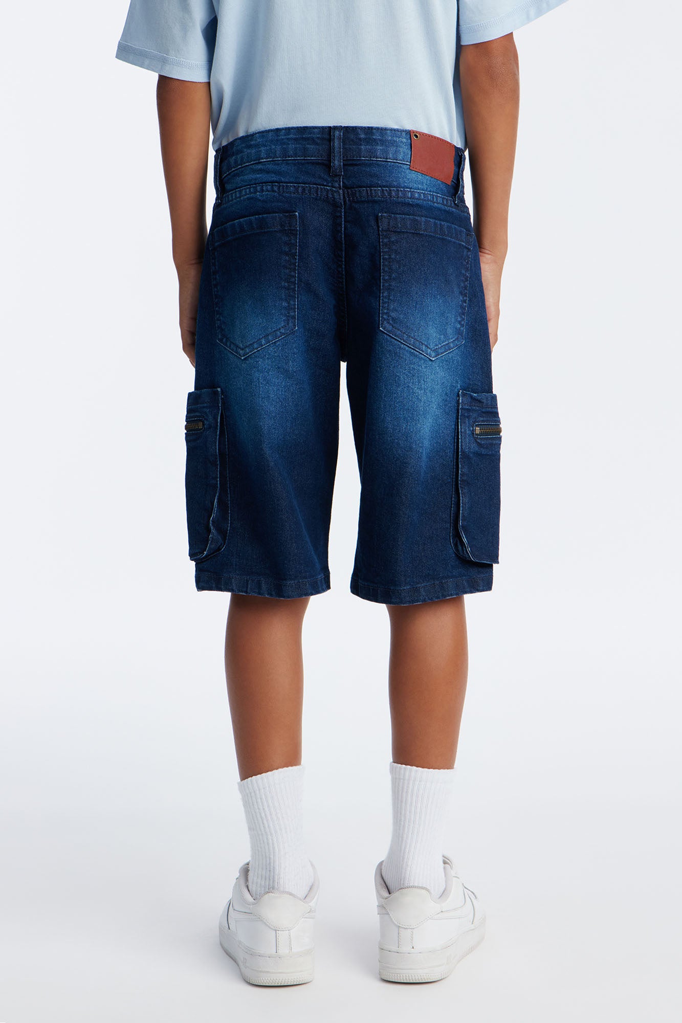 Mini Going Places Cargo Denim Shorts - Indigo