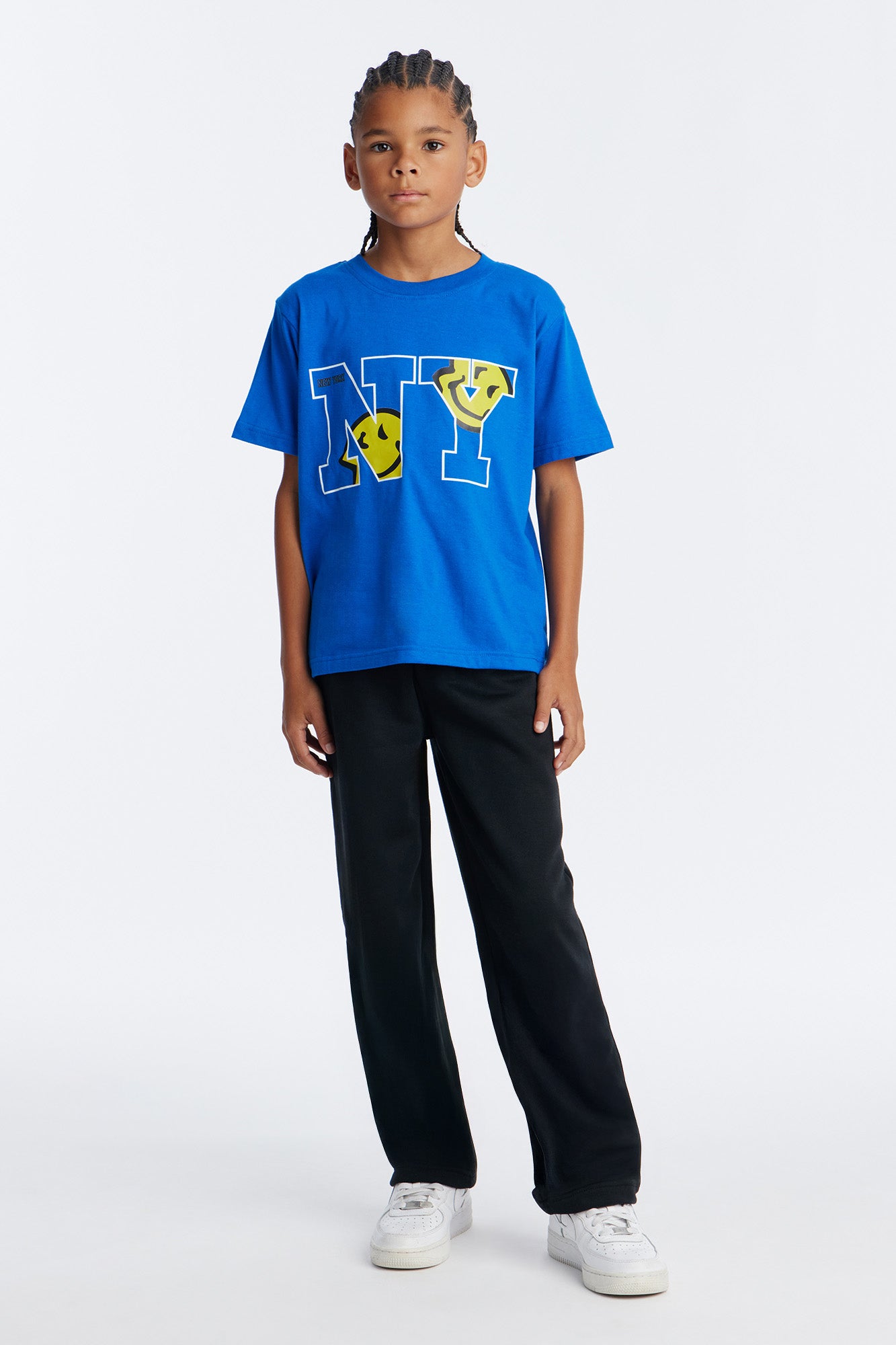 Mini NY Smiles Jogger Pant Set - Blue/Black