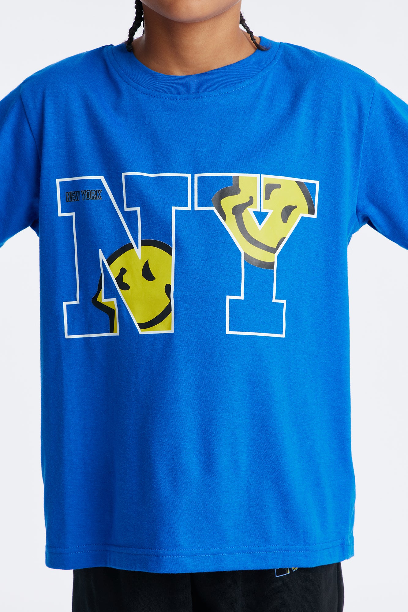 Mini NY Smiles Jogger Pant Set - Blue/Black