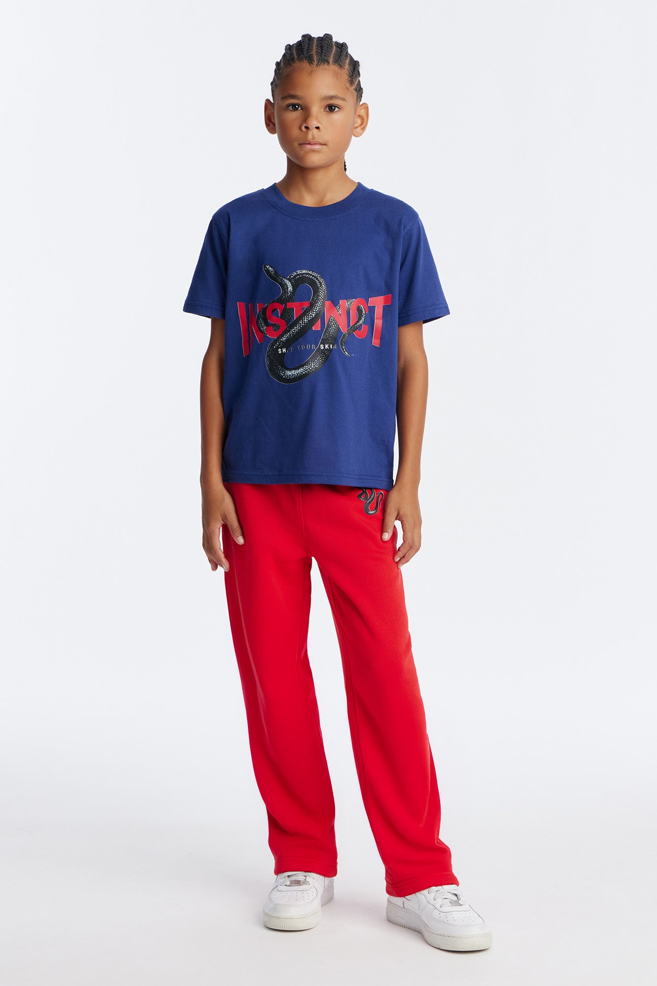Mini Instinct Straight Leg Pant Set - Navy/combo