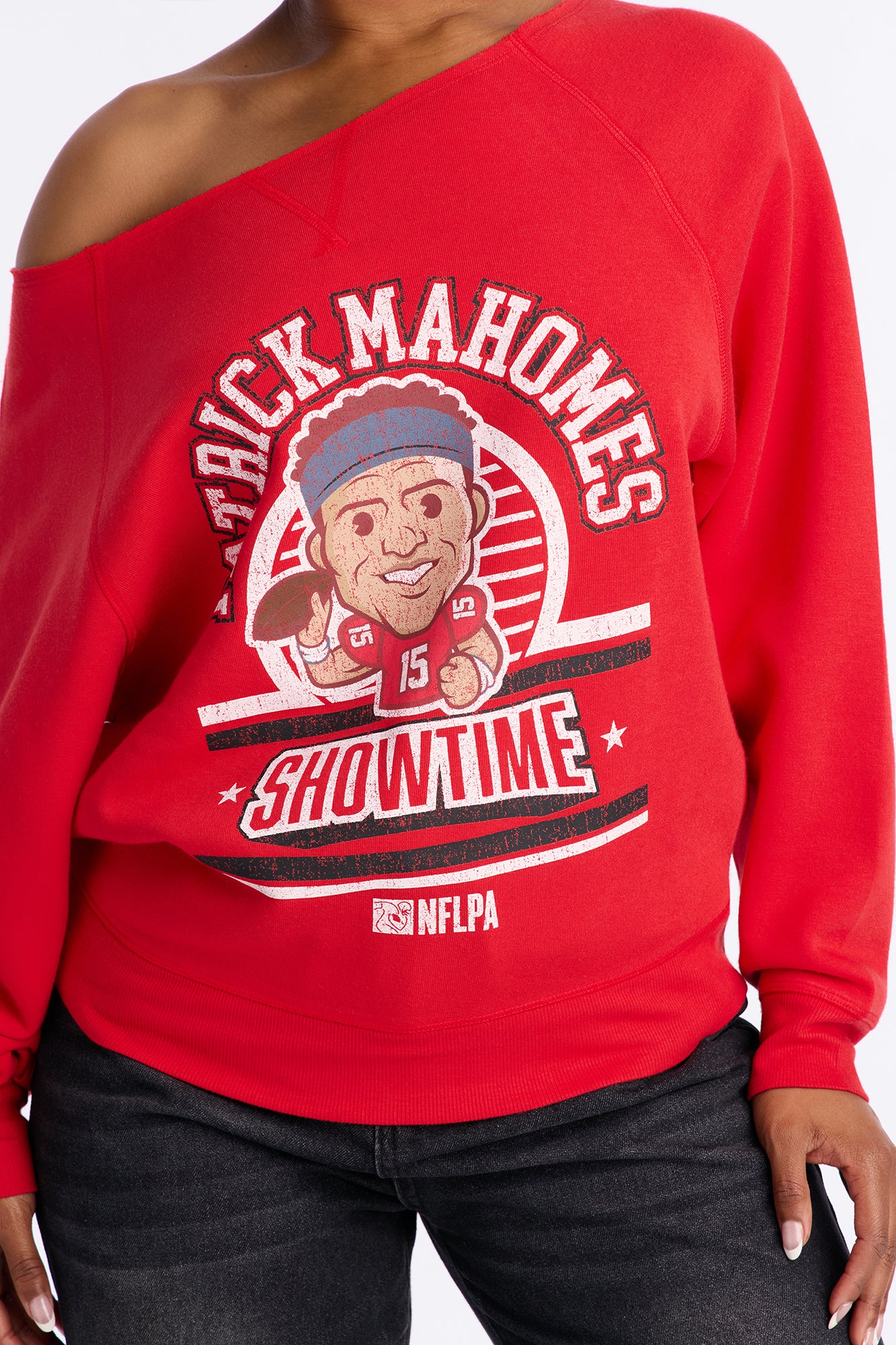 Patrick Mahomes Showtime Off Shoulder Sweatshirt - Red