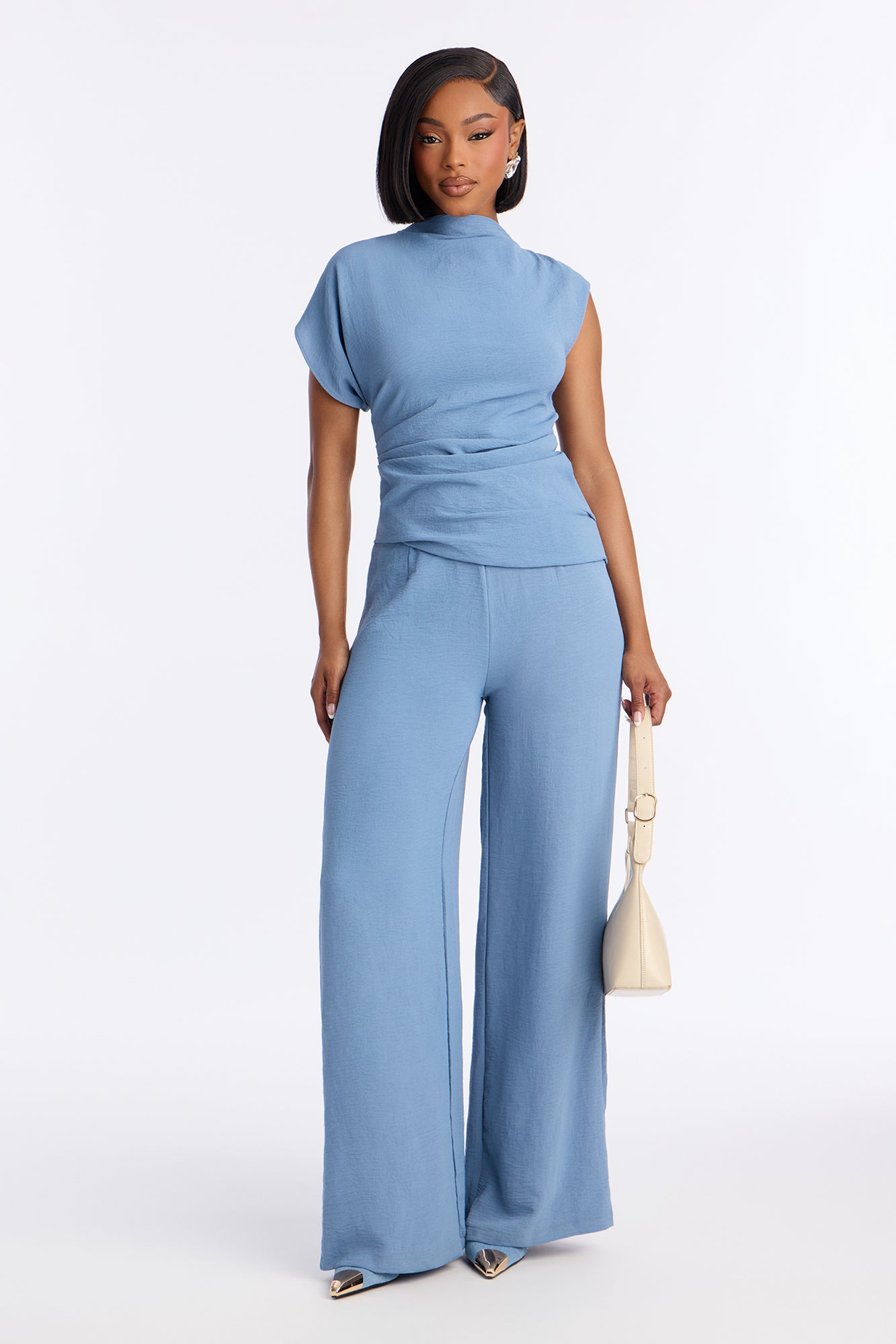 Best Influence High Neck Jumpsuit - Slate Blue