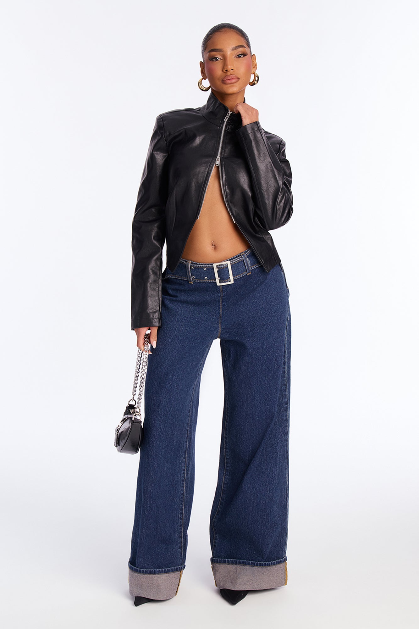 Best Dressed Cuffed Wide Leg Jeans - Dark Wash
