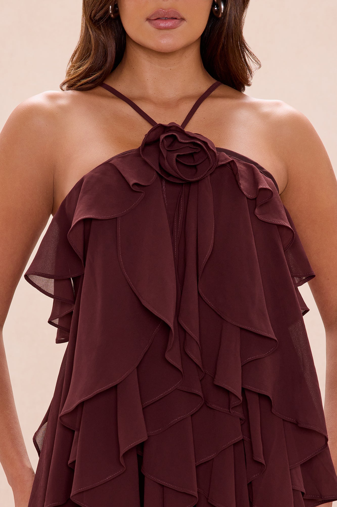 Free As Can Be Ruffle Mini Dress - Chocolate