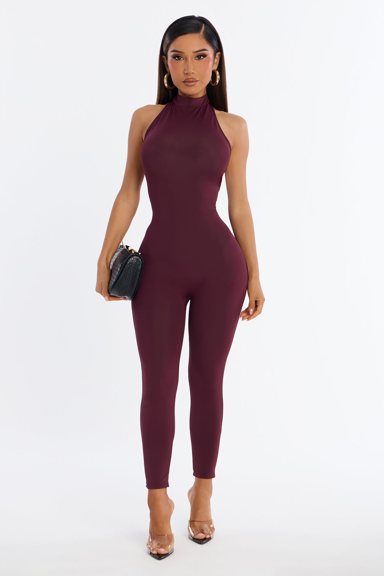 Kaia Halter Capri Catsuit - Burgundy