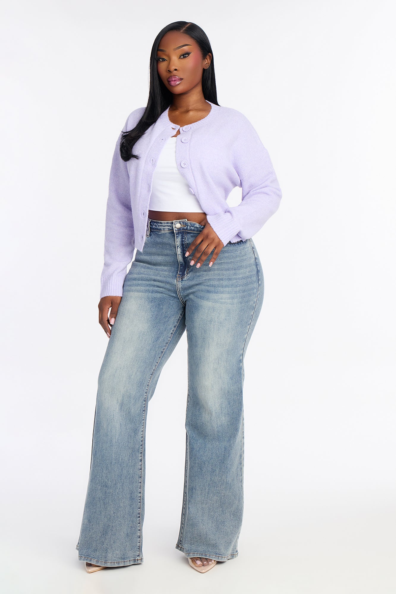 Keep Guessing Stretch Flare Jeans - Medium Wash