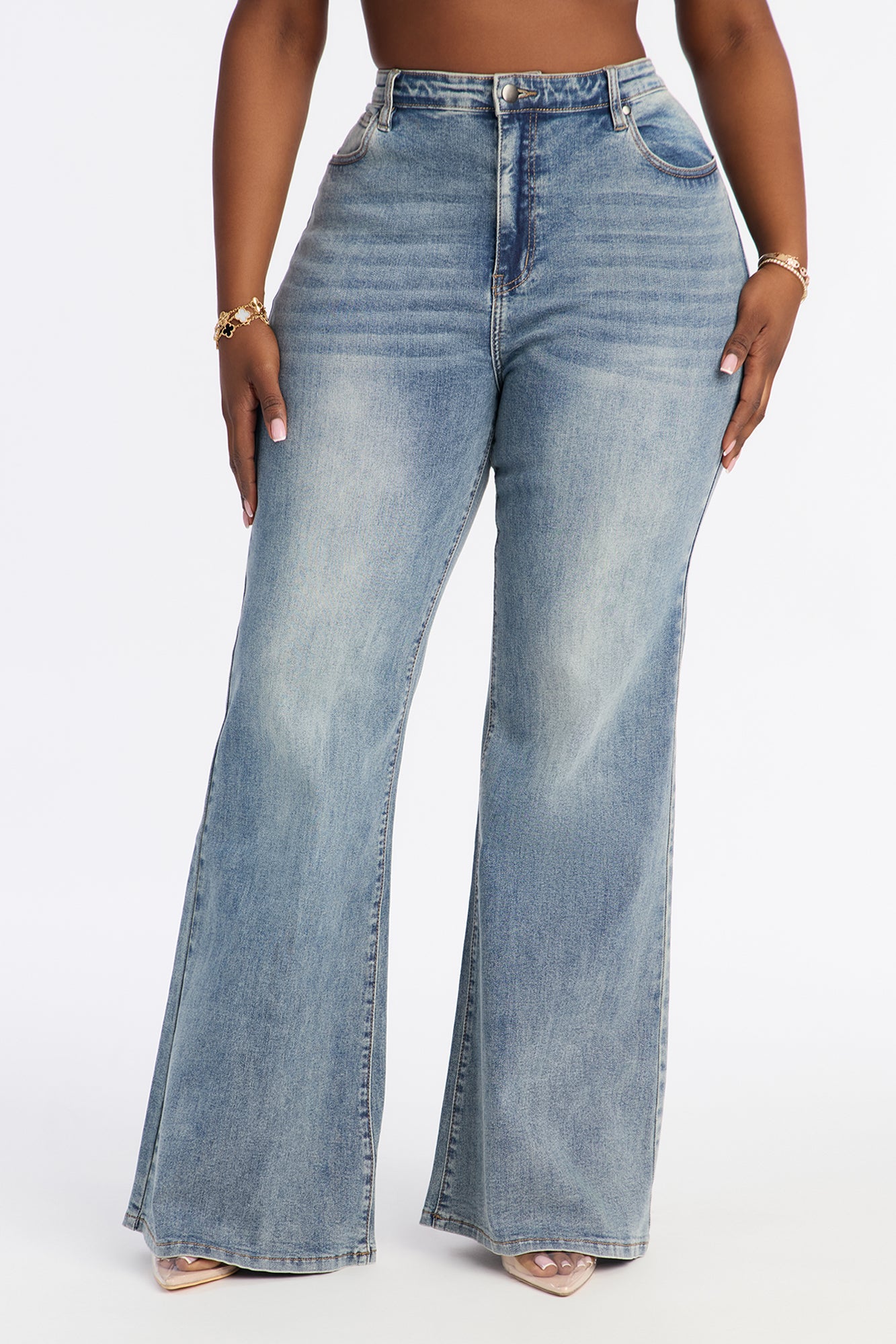 Keep Guessing Stretch Flare Jeans - Medium Wash